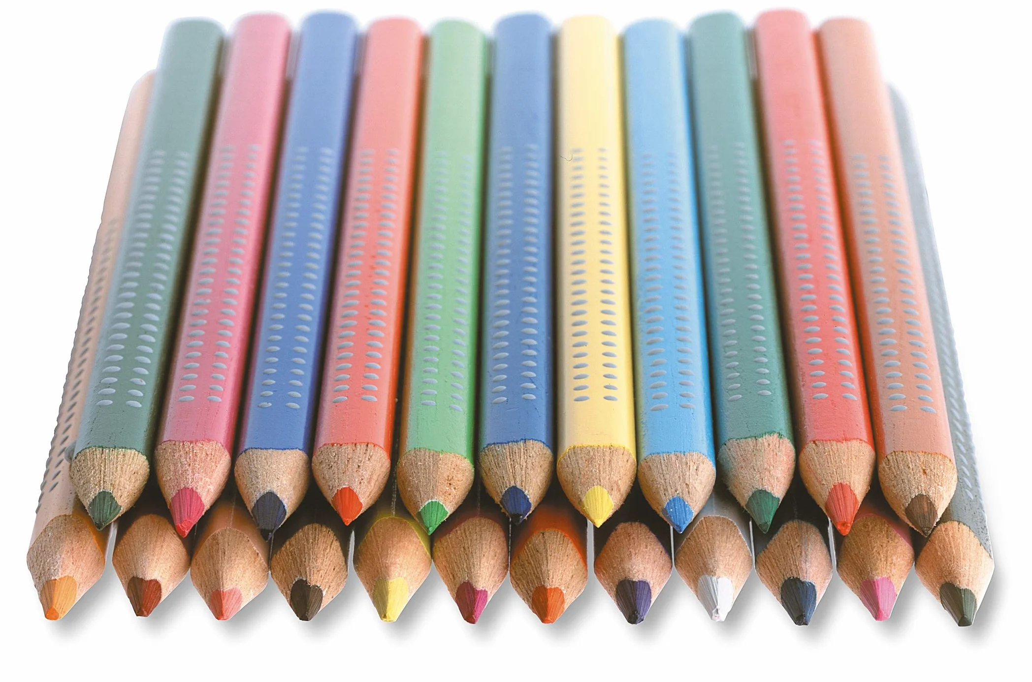 FABER-CASTELL 110916 – zestaw kredek Jumbo Grip, 16 kredek w metalowym etui, łatwe do zmywania i odporne na łamanie