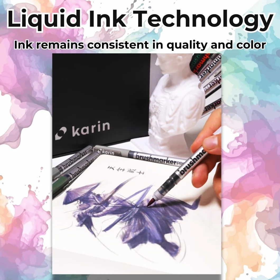 KARIN Brushmarker PRO 12 sky colours zestaw farb kryjących i wodnych przezroczysty