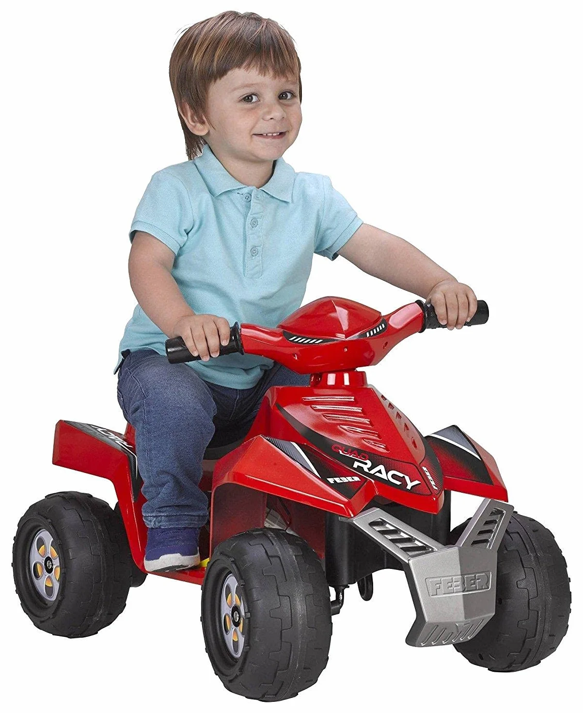 FEBER - Quad Racy 6V, samochód elektryczny dla dzieci w wieku od 18 miesięcy do 3 lat, z przepustnicą, duże i wytrzymałe koła zapewniające stabilność, do 40 min baterii, z dołączoną ładowarką, Famosa