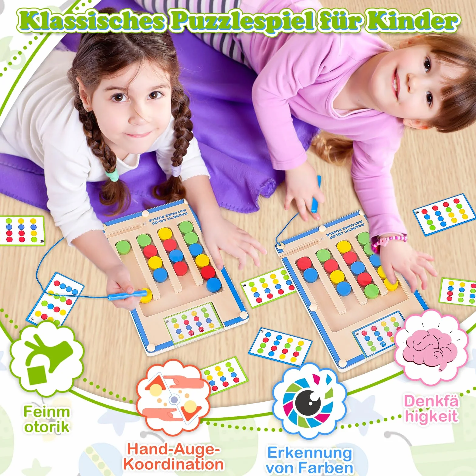 TMGOT Montessori Activity Board drewniana zabawka magnetyczna do nauki kolorów dla chłopców i dziewczynek - zabawny prezent