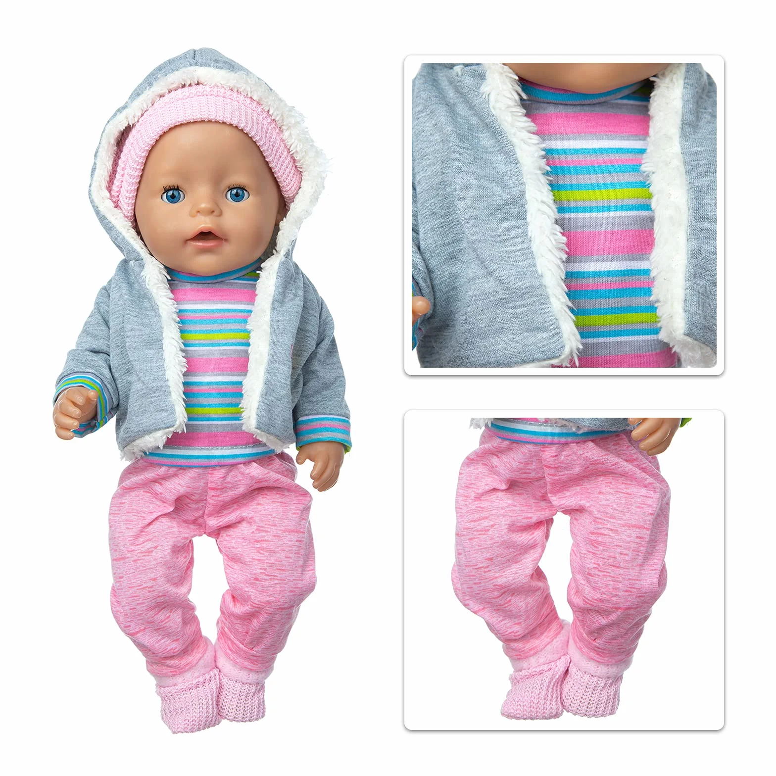 Ubrania lalki 36-43 cm New Born Baby lalki, w tym koszula, płaszcz, kapelusz, skarpetki (bez lalki)