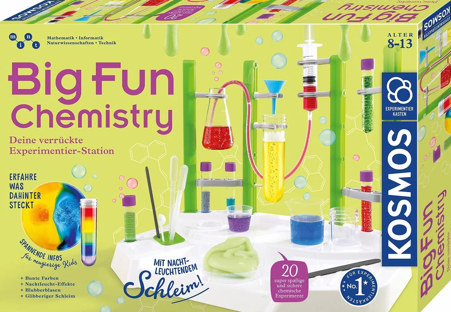 Kosmos 645649 Big Fun Chemistry – szalona stacja chemiczna, zestaw eksperymentów dla dzieci od 8 lat, lśniący śluz, bąbelki płynne, zestaw chemiczny dla dzieci