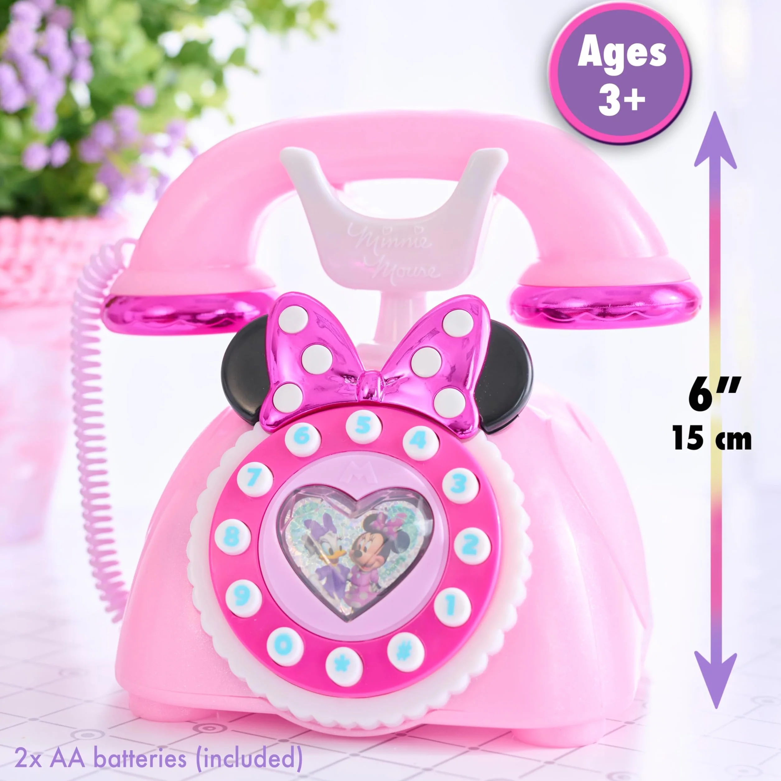 Disney Junior Minnie Mouse Ring Me Rotary Style Phone with Lights and Sounds, Pink