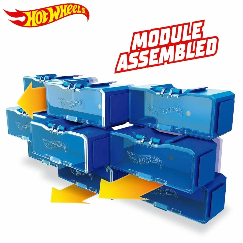 Hot Wheels Etui samochodowe Multibrick na 28 aut, wielokolorowe z uchwytem