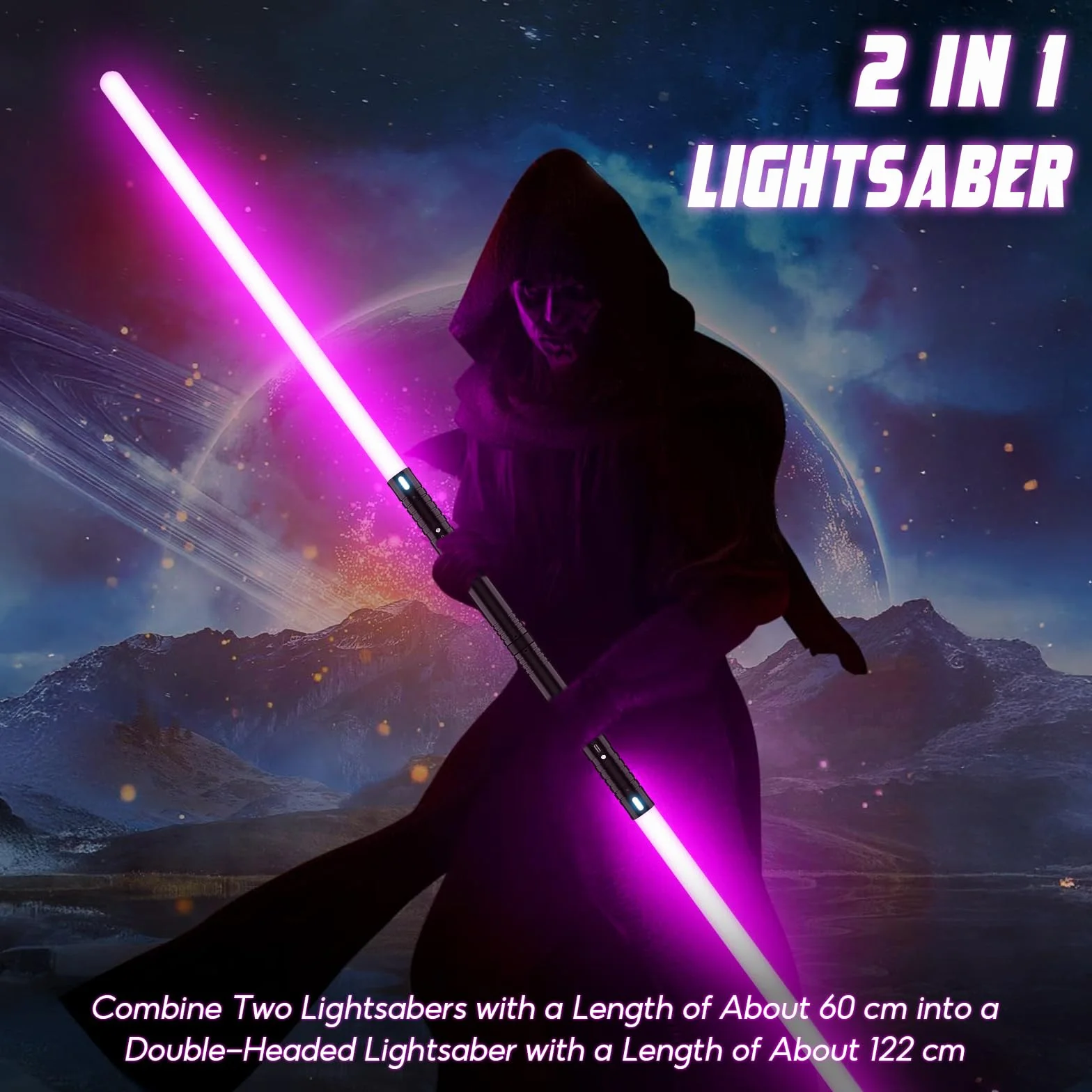 Miecz świetlny Star Wars, ulepszony miecz świetlny RGB 15 kolorów, ładowany przez USB z metalowym uchwytem, z trybem dźwięków, laserowy miecz zabawka dla dzieci i dorosłych, prezenty na imprezę