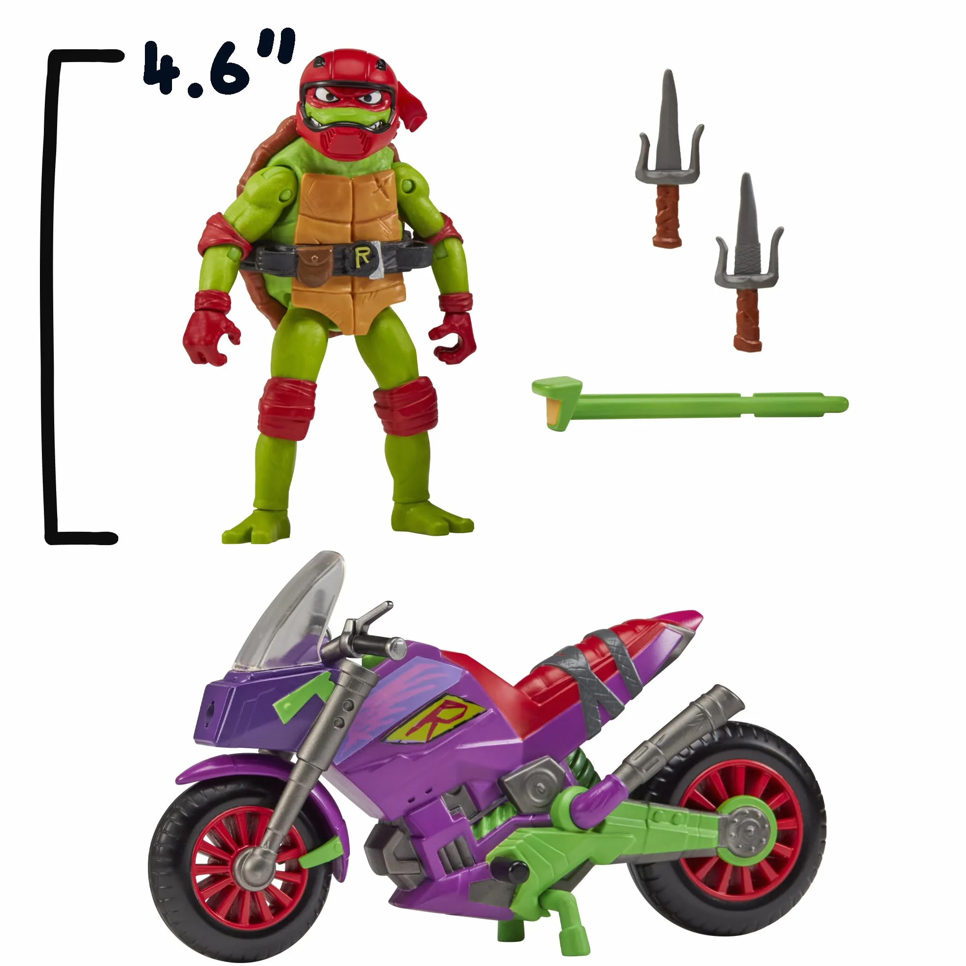 Wojownicze Żółwie Ninja Fioletowy Motocykl Z Raphael, pojazd + figurka