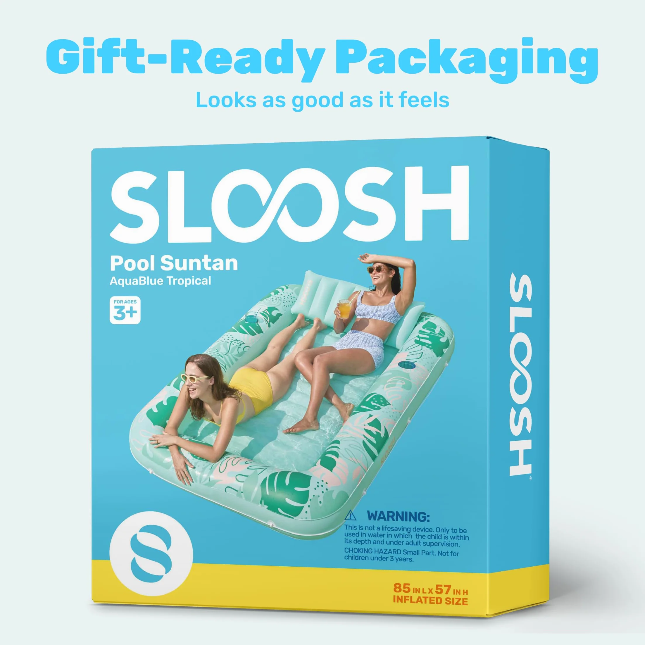 Sloosh Nadmuchiwany leżak do opalania basenem, rozmiar XL, 2,1 x 1,4 m, bardzo duży Suntan Sun Tan Tub for Adults, Bed Blow up, Raft Lounge Floatie, XL-Blushing Pink