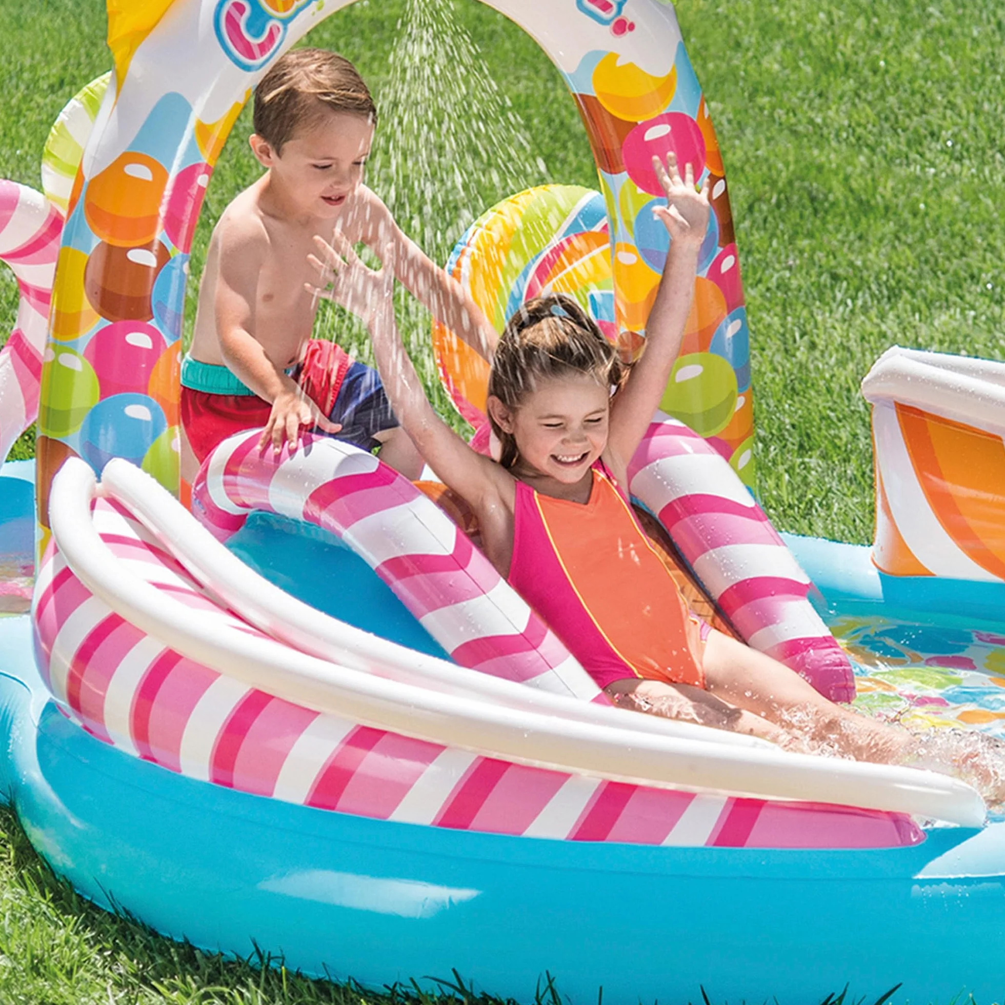 Intex Candy Zone Zjeżdżalnia Wodna, Wielokolorowy, 6,5 cm,57149NP