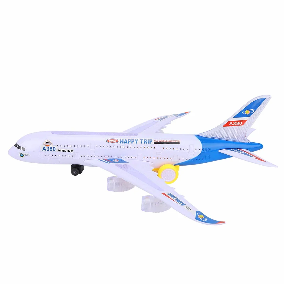 ZJchao Duży model samolotu elektrycznego A380 z dźwiękiem i światłem, zabawka dla dzieci