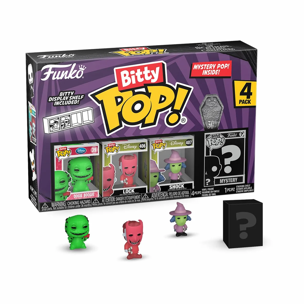 Funko Bitty POP! the Nightmare Before Christmas - Oogie Boogie 4PKand A Surprise Mystery Mini Figure - 0,9 cala (2,2 cm) - Disney: the Nightmare Before Christmas Collectable - Pomysł na prezent