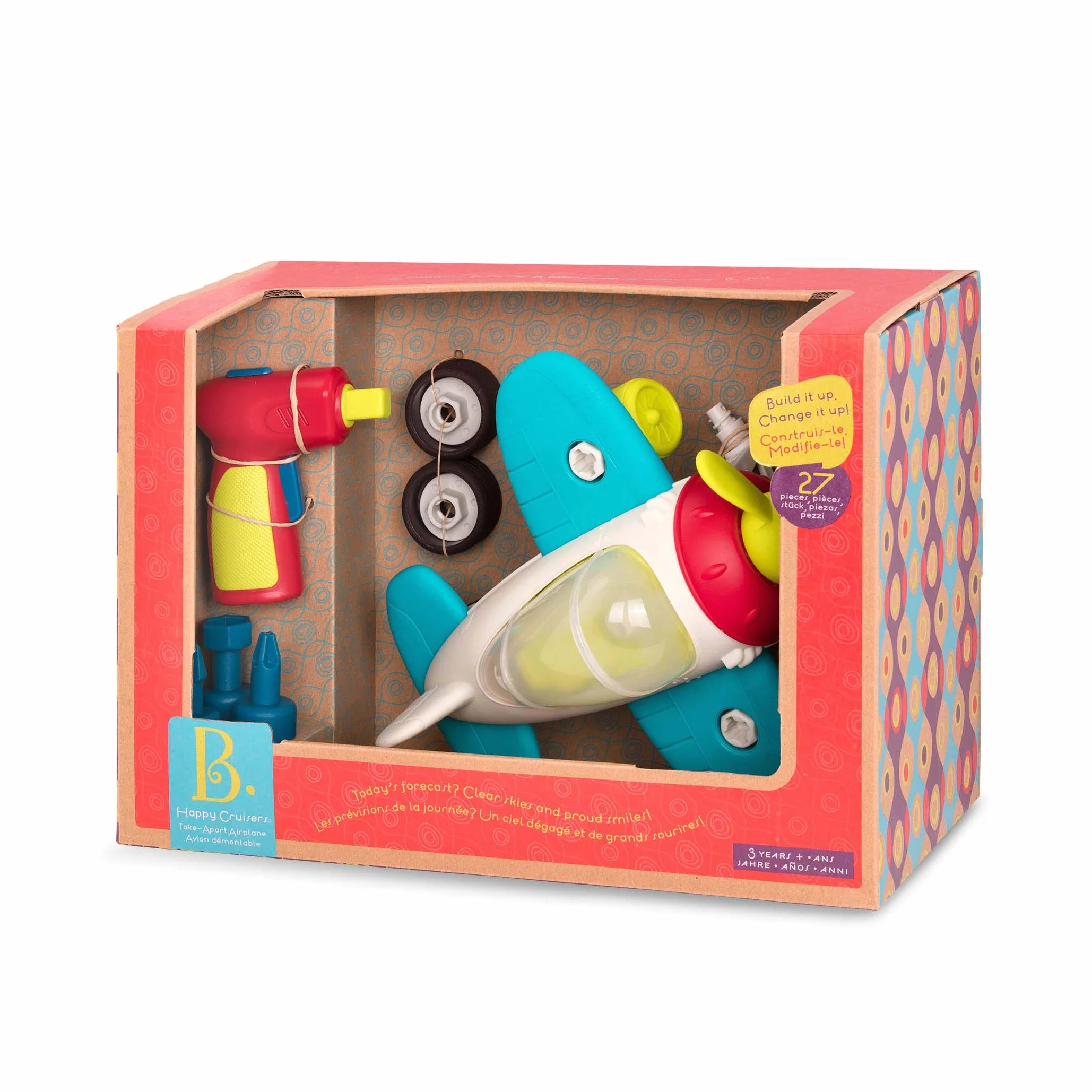 B. toys by Battat 44888 B. Happy Cruisers samolot do budowania, wielokolorowy