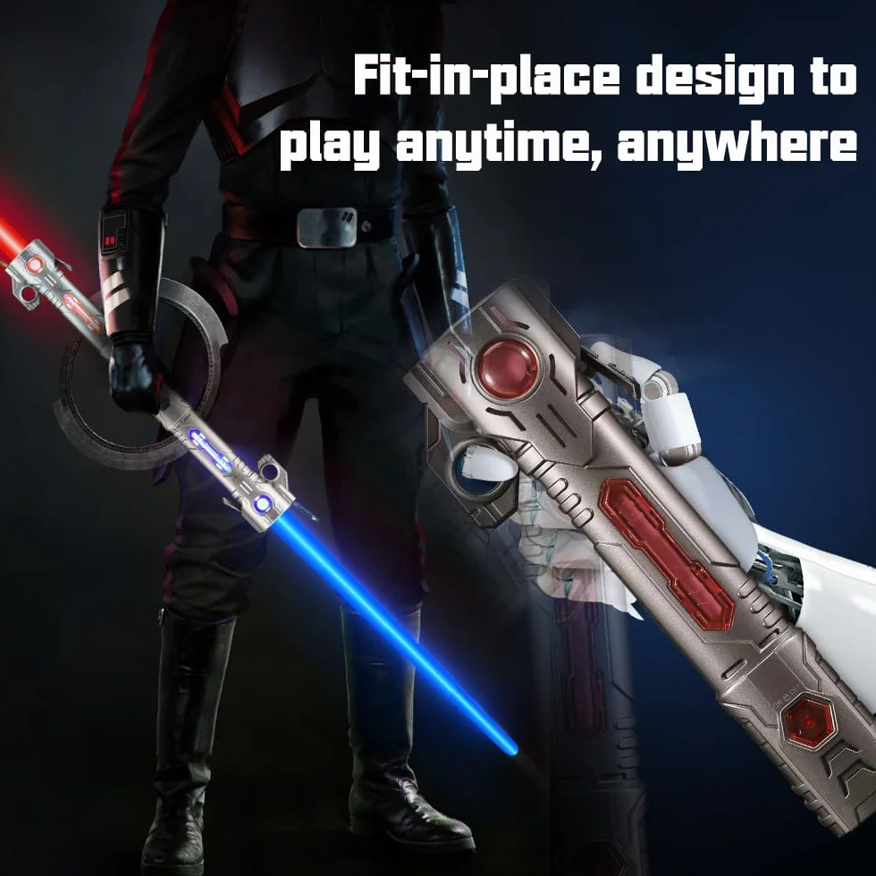 Miecz świetlny Star Wars dla dzieci 2 w 1, 15 kolorów, z oświetleniem i dźwiękiem, srebrny + czarny