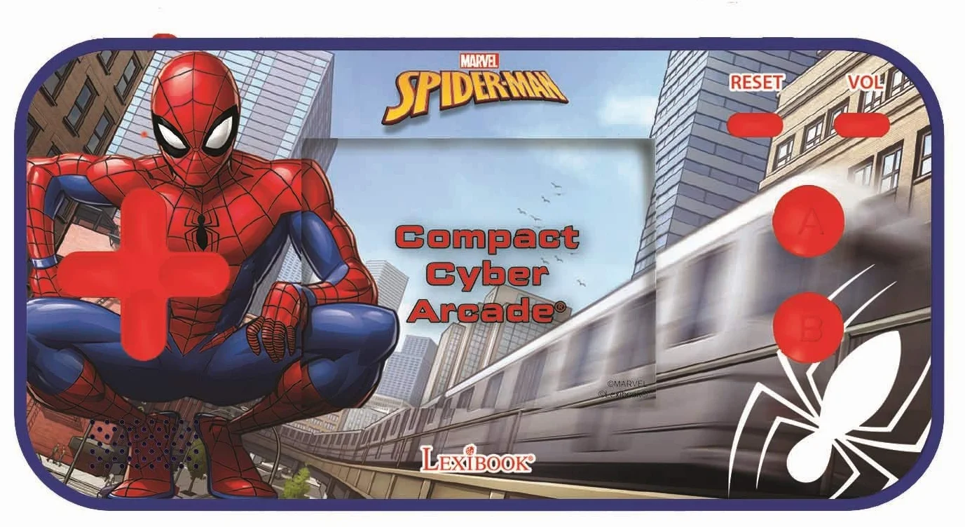 Lexibook JL2367SP Spider-Man Marvel Peter Parker Compact Cyber Arcade, Przenośna Konsola, 150 Gier, Kolorowy Ekran LCD, Zasilanie Bateryjne, Niebieska, Czarna