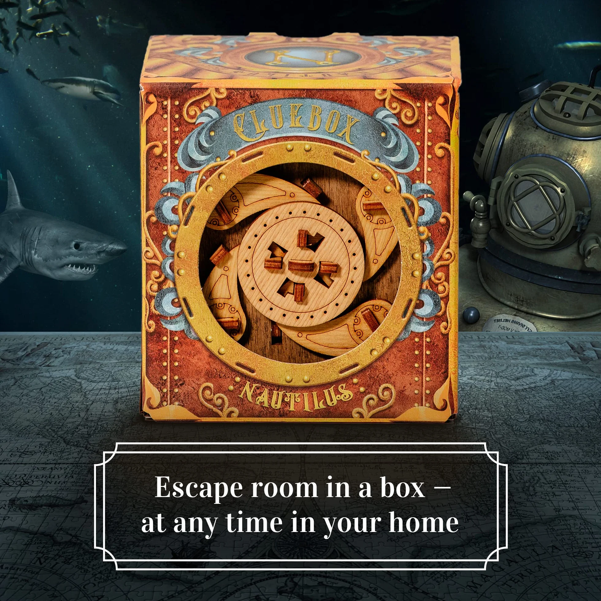 iDventure Cluebox Captain's Nemo Nautilus Escape Room Gra Trudne Pudełko z Puzzlami 3D