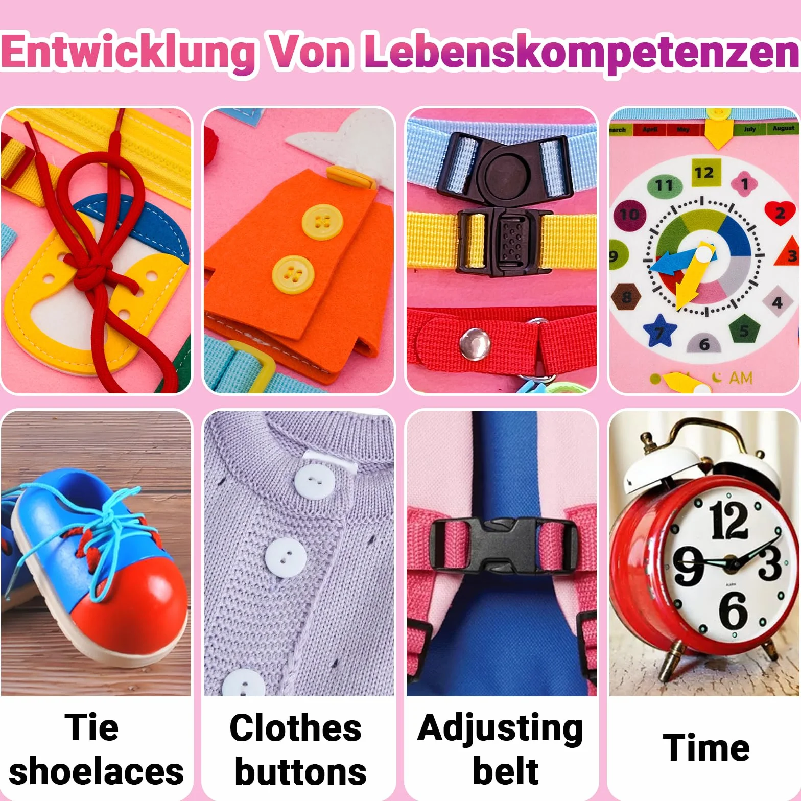 RunHero Busy Board Montessori zabawka dla dzieci od 1 roku życia Quiet Book Activity Board zabawka motoryczna zabawka z filcu 1 2 3 4 5 lat dla dzieci chłopców i dziewczynek