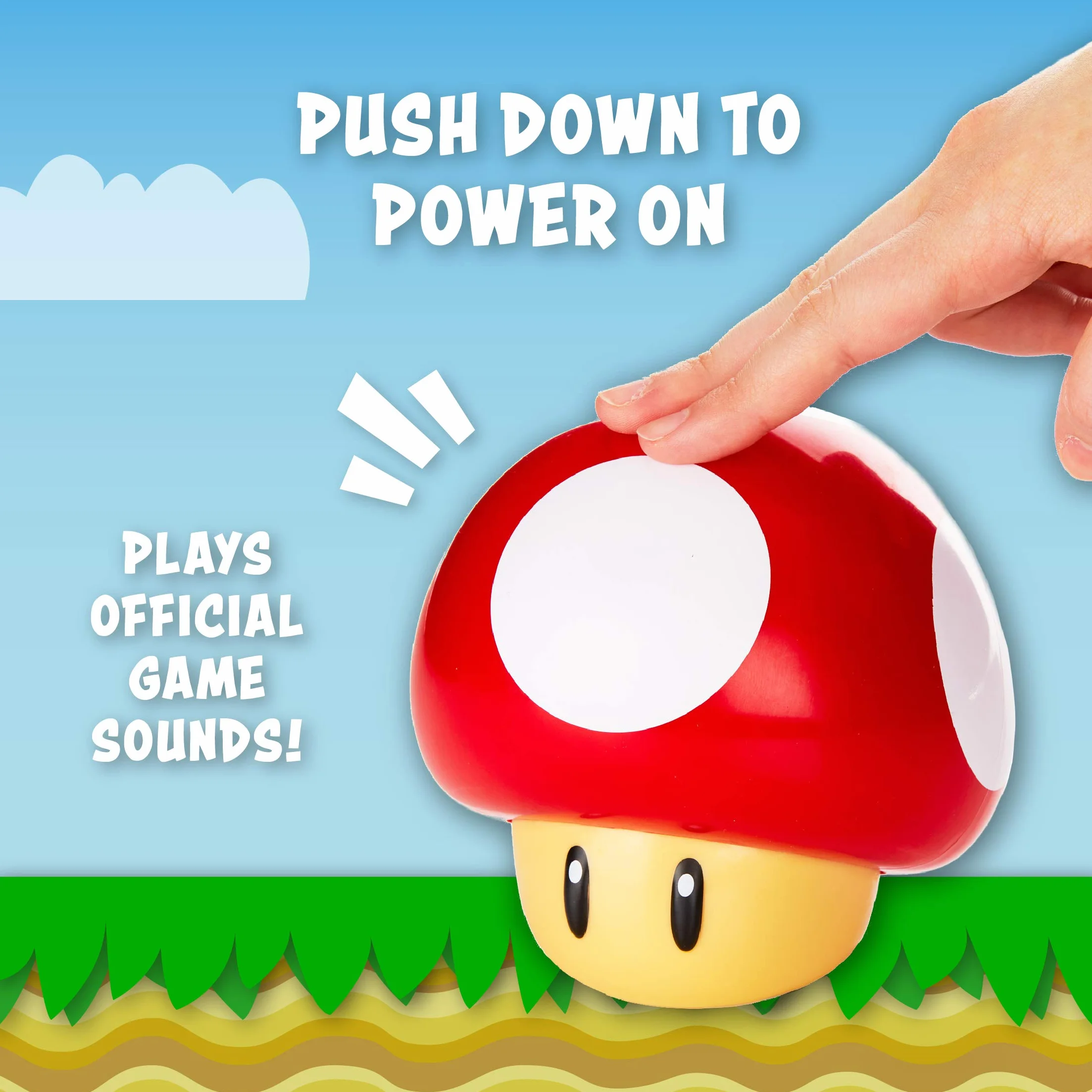 Super Mario Brothers Mushroom lampka na figurę, oficjalnie licencjonowany produkt filmowy kolekcjonerski z dźwiękiem, prezent dla chłopców, akcesoria do pokoju dziecięcego
