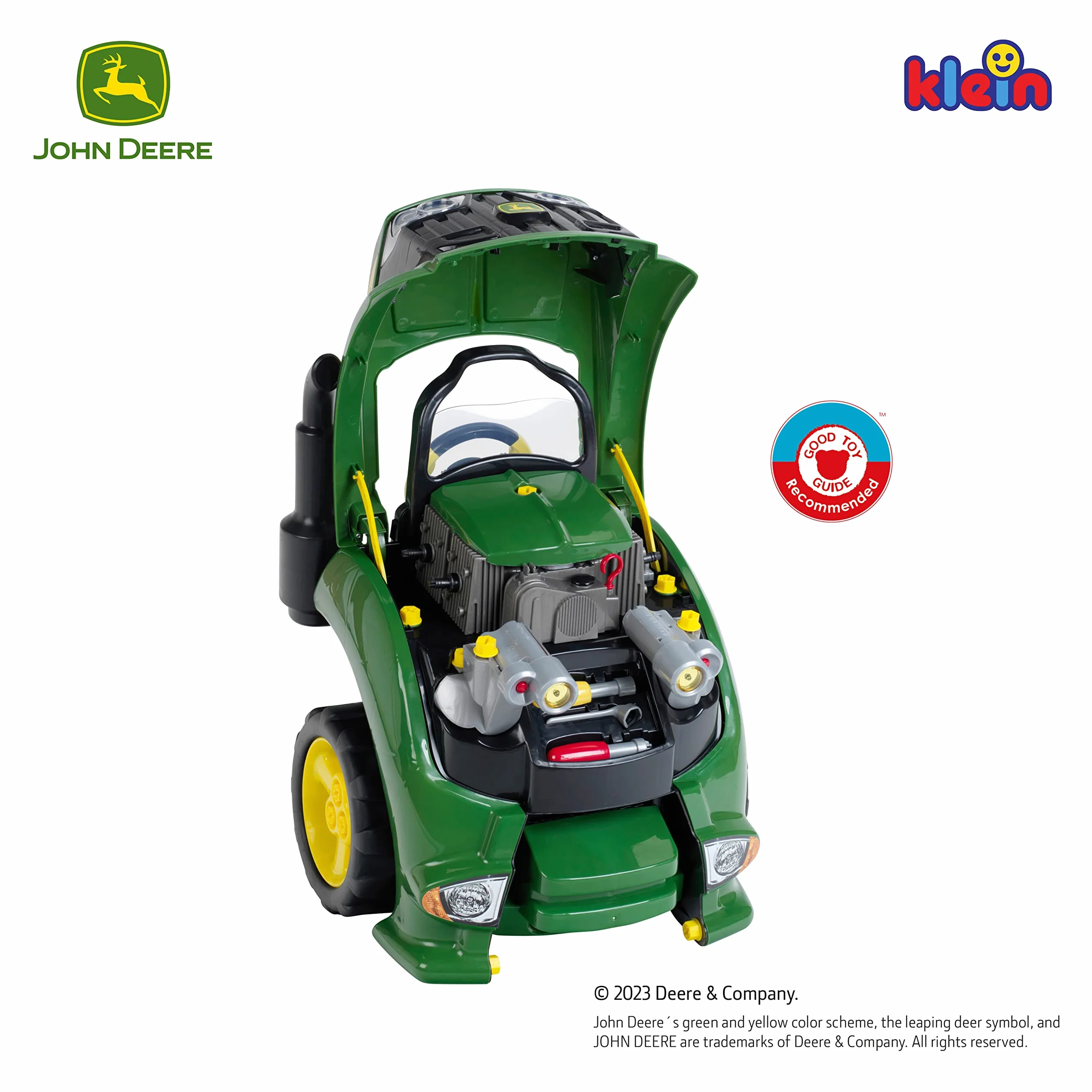 Theo Klein 3916 Traktor John Deere | Składająca się z 56 części silnika traktora z licznymi funkcjami do przykręcania i majsterkowania | Dla dzieci w wieku od 3 lat