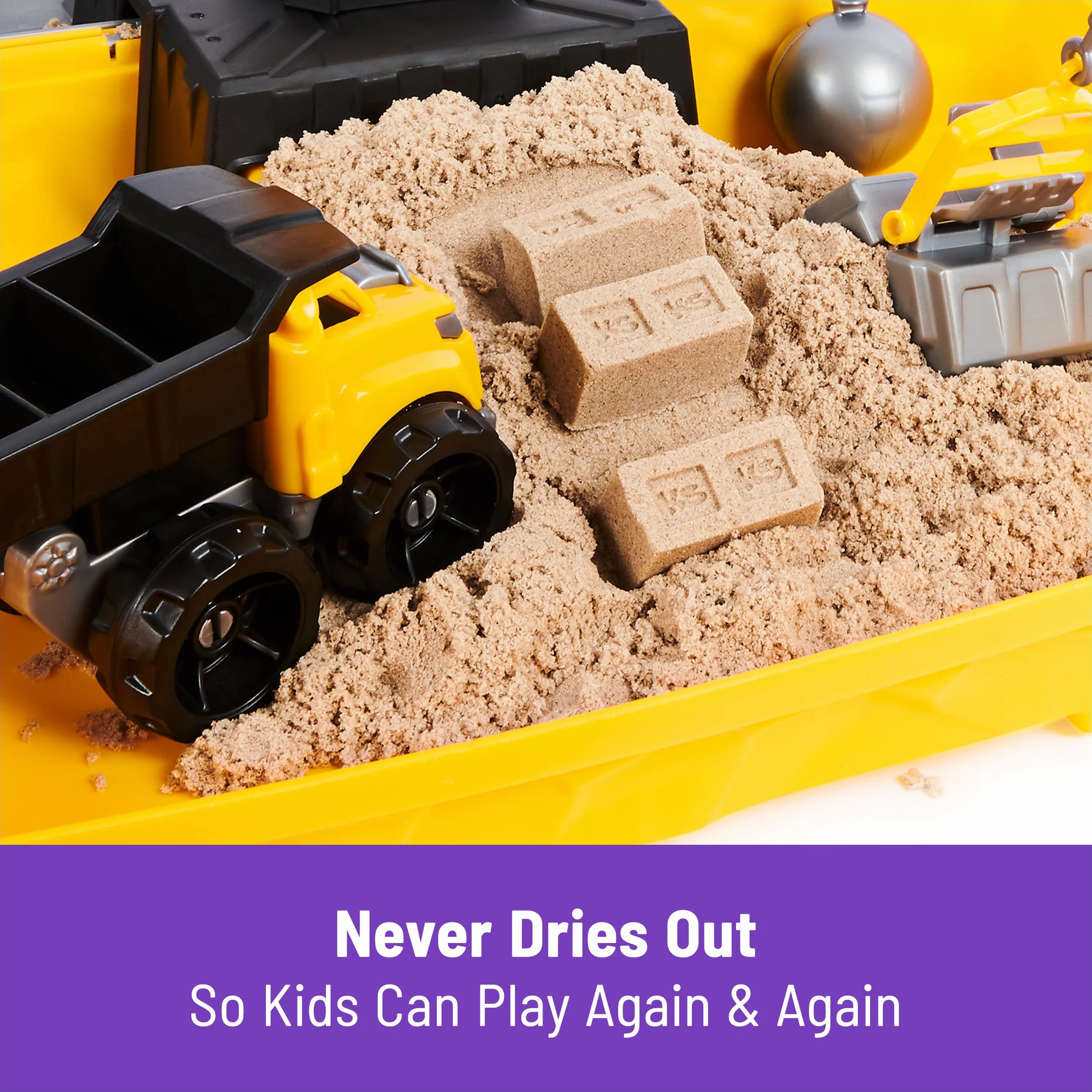 Kinetic Sand, Kop i burz plac budowy, piasek kinetyczny z akcesoriami, dla dzieci od 3 lat