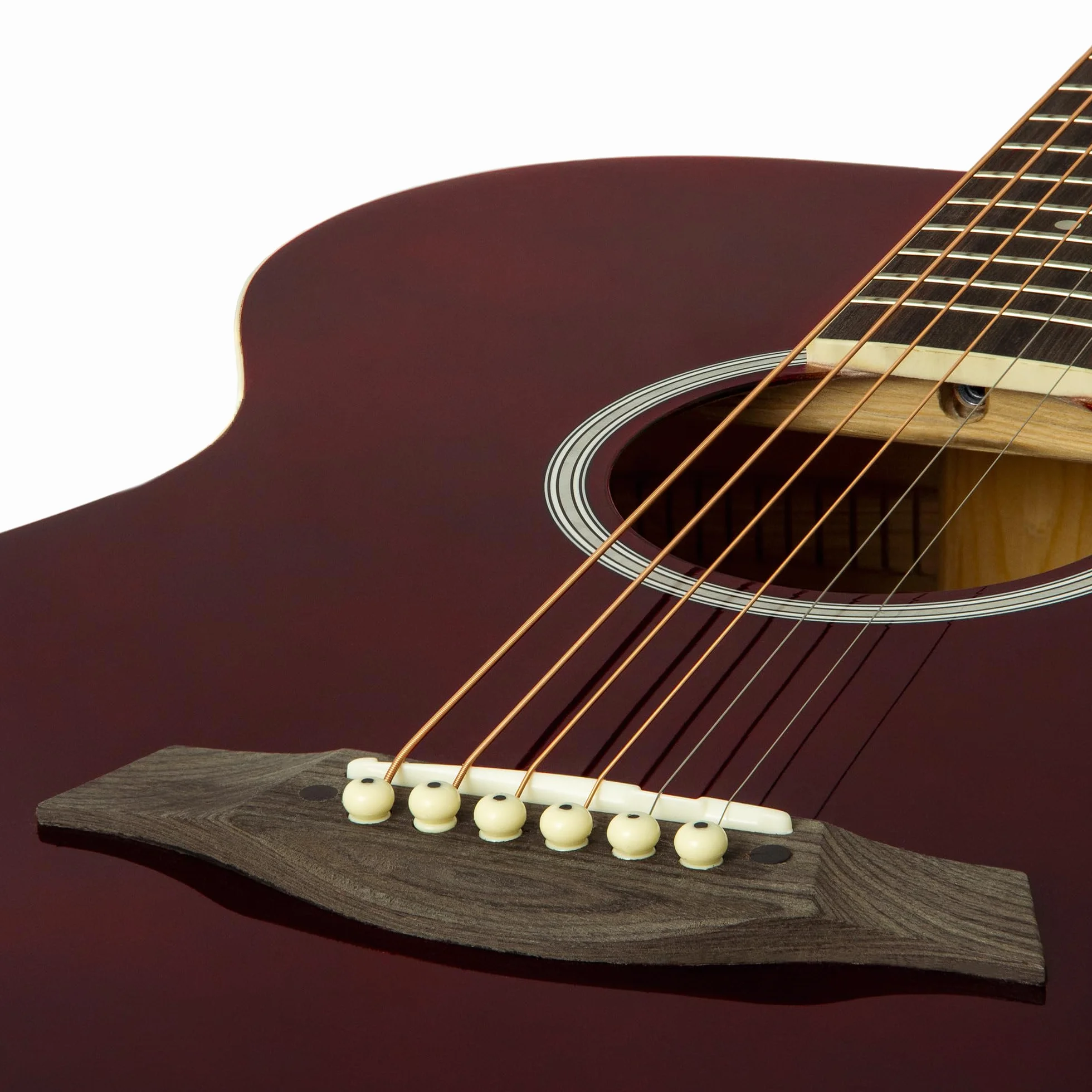 Gitara akustyczna z małym ciałem tygrysa dla początkujących – czerwona, pełna