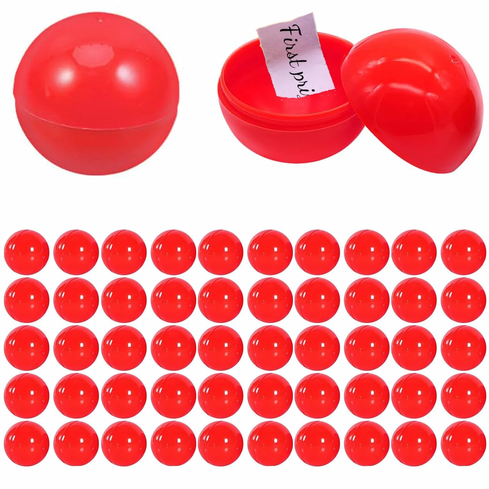 50 sztuk piłek rozrywkowych, piłki loteryjne, mini piłki loteryjne, puste plastikowe kule do bingo, losowanie piłek loterii do gier (czerwony)