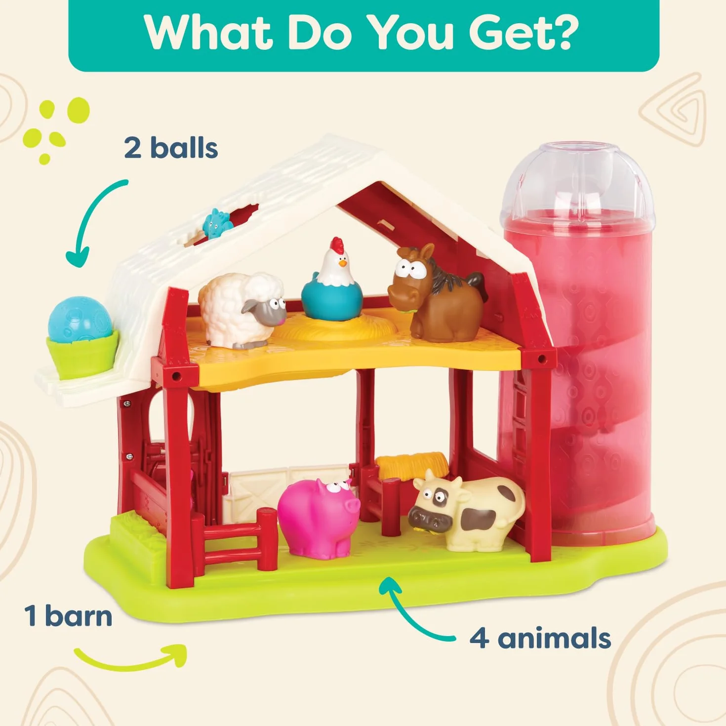 B. toys – Musical Fun Farm – interaktywna stodoła zabawkowa – zwierzęta gospodarcze – czerwona stodoła ze światłami i dźwiękami – muzyczna zabawka dla dzieci – 2 lata +