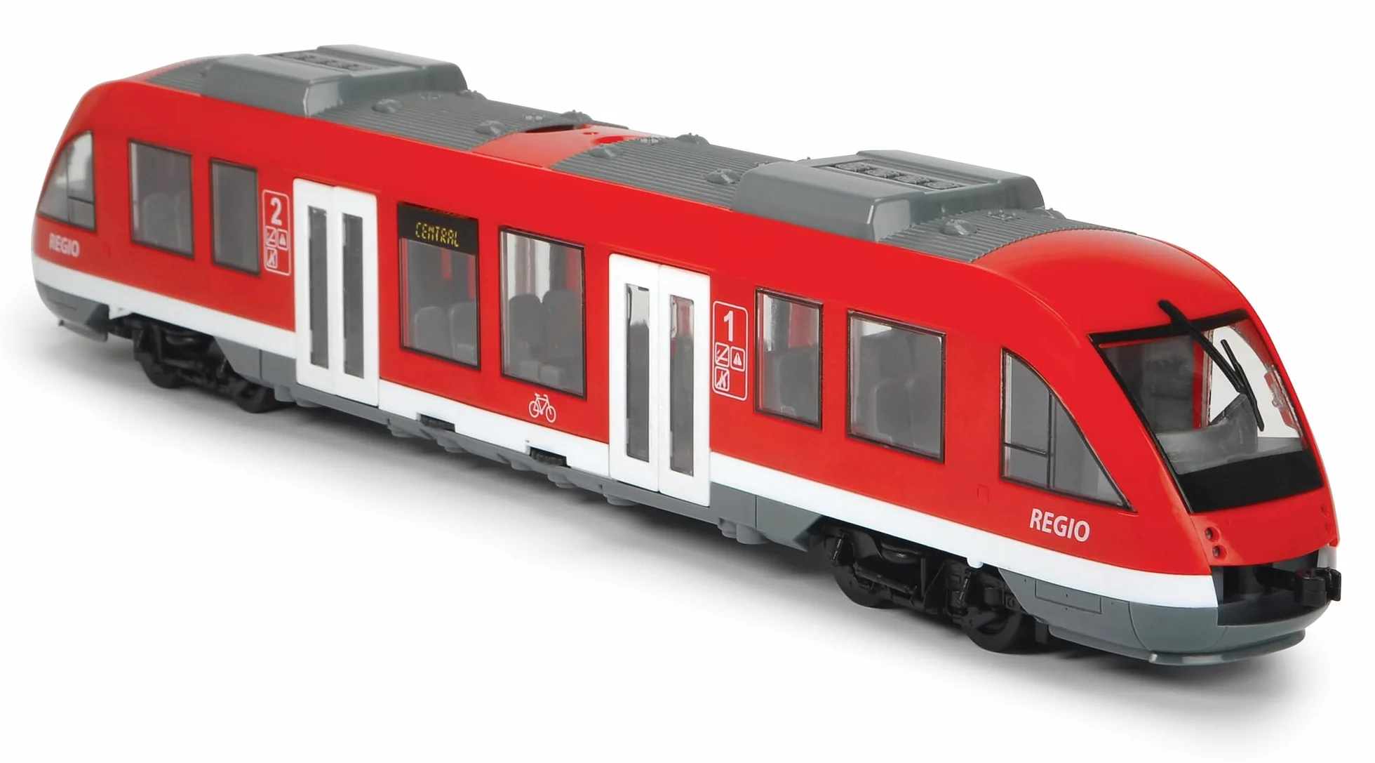 Dickie Toys 203748002 CITY Pociąg miejski wierna replika pełnowymiarowego pociągu, otwierane drzwi i dach, umeblowane wnętrze, skala: 1:43, długość: 45 cm, odpowiedni dla dzieci od 3 lat