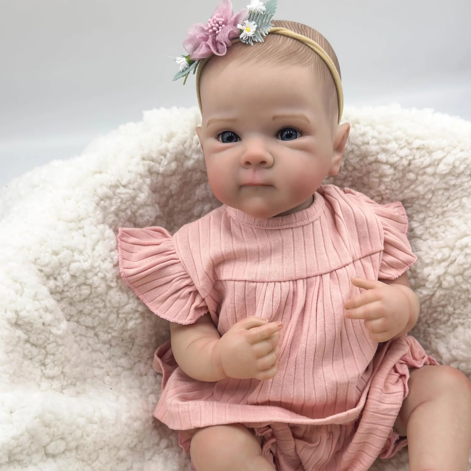 MineeQu 19 cali Realistyczna Lalka Reborn, Wyglądająca Prawdziwie, Pełne Ciała z Winylu, Ręcznie Pomalowane Włosy, Żywotna Noworodek