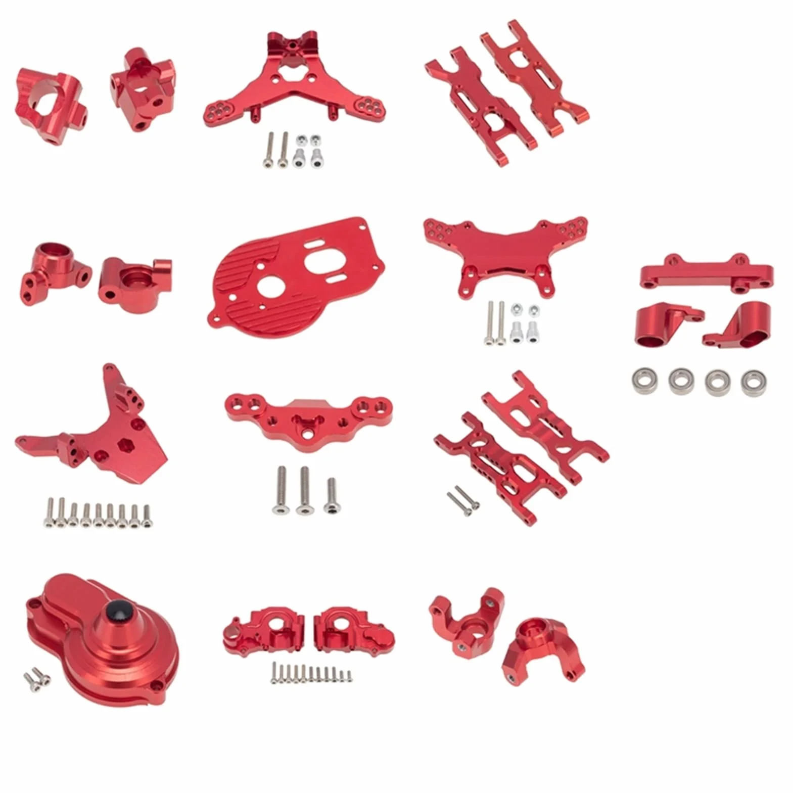Zestaw metalowych części do modernizacji Zwrotnica Zestaw wahaczy zawieszenia, dla Losi, dla 1/18 Mini-T 2.0 2WD RC Truck Upgrade Parts Łącznik ramienia zawieszenia(Rot)