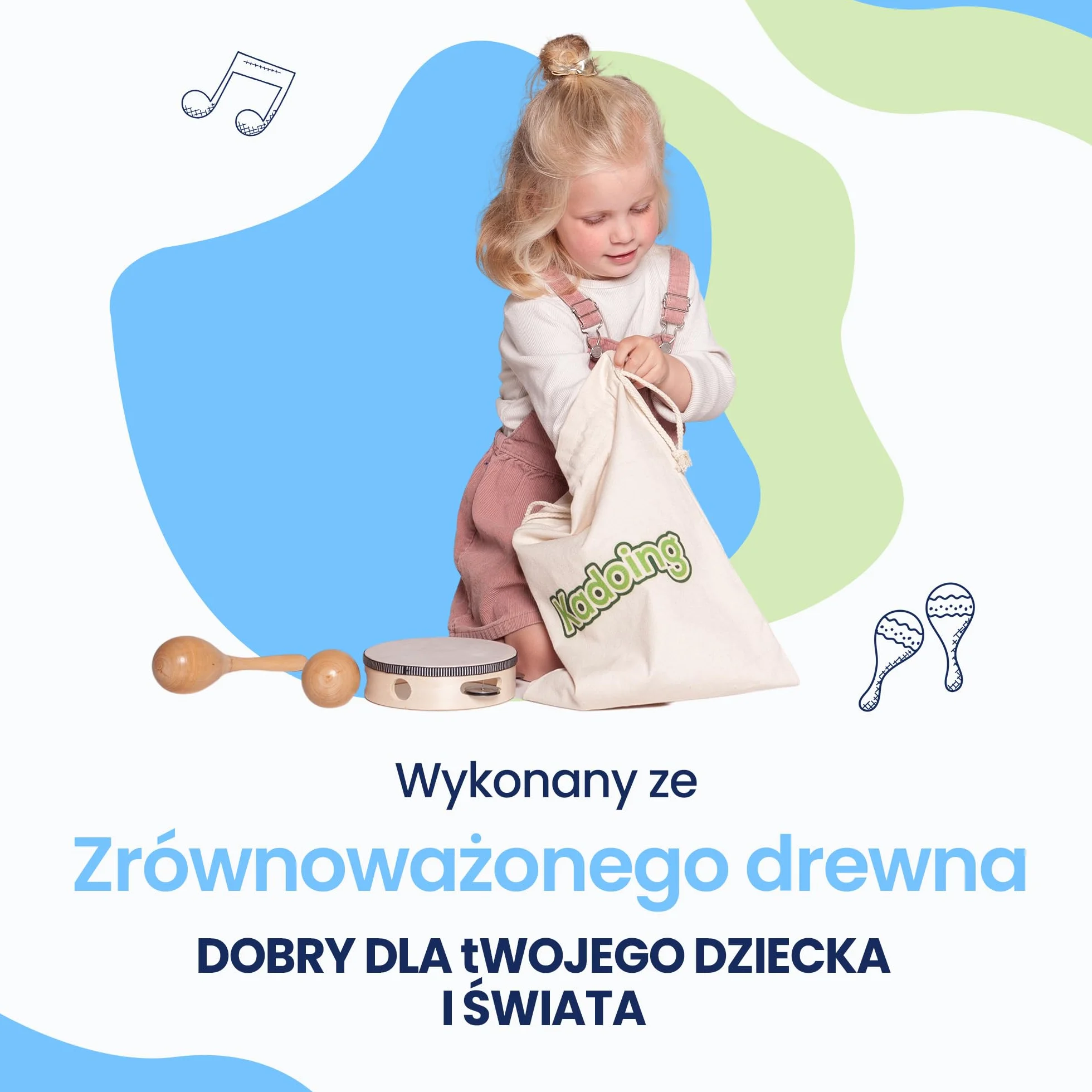 18-częściowy drewniany zestaw instrumentów muzycznych dla dzieci - zabawki Montessori - instrumenty edukacyjne - zabawki drewniane - prezent muzyczny - tamburyn - instrumenty zabawkowe