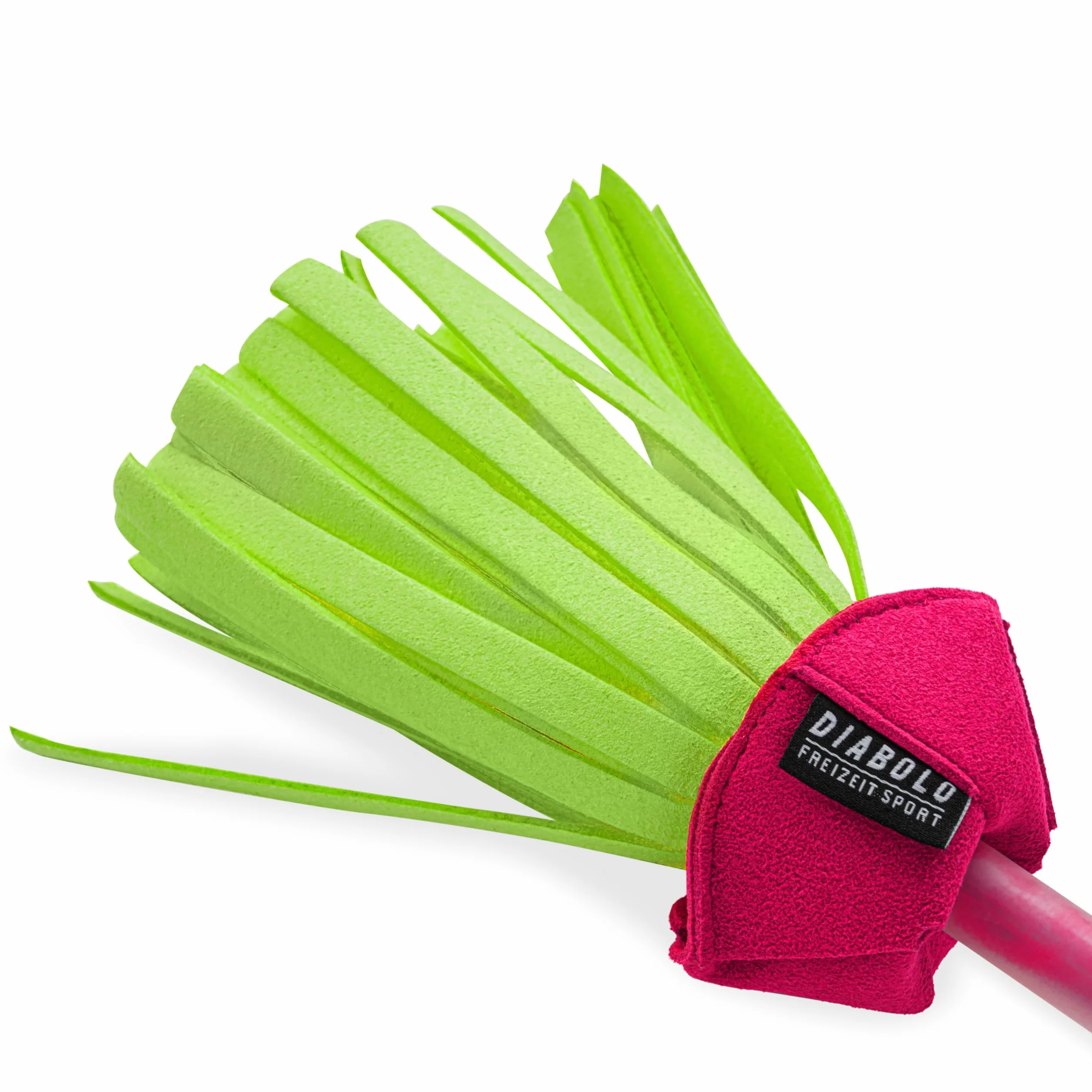 Diabolo Freizeitsport Flowerstick Pro Short (zielono-różowy) – krótki kij kwiatowy z włókna szklanego, w zestawie 2 pałeczki, reaktywne UV, ręcznie malowane, przyciąga wzrok, idealny dla