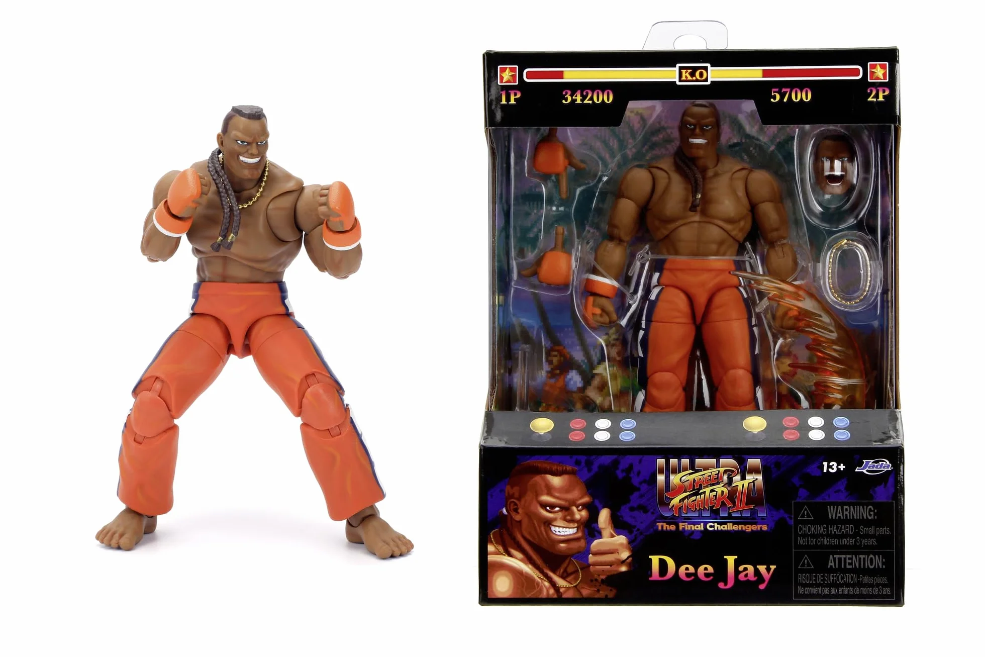 Jada Toys Street Fighter figurka DEE Jay 15 cm ruchoma kolekcjonerska z alternatywną głową i akcesoriami