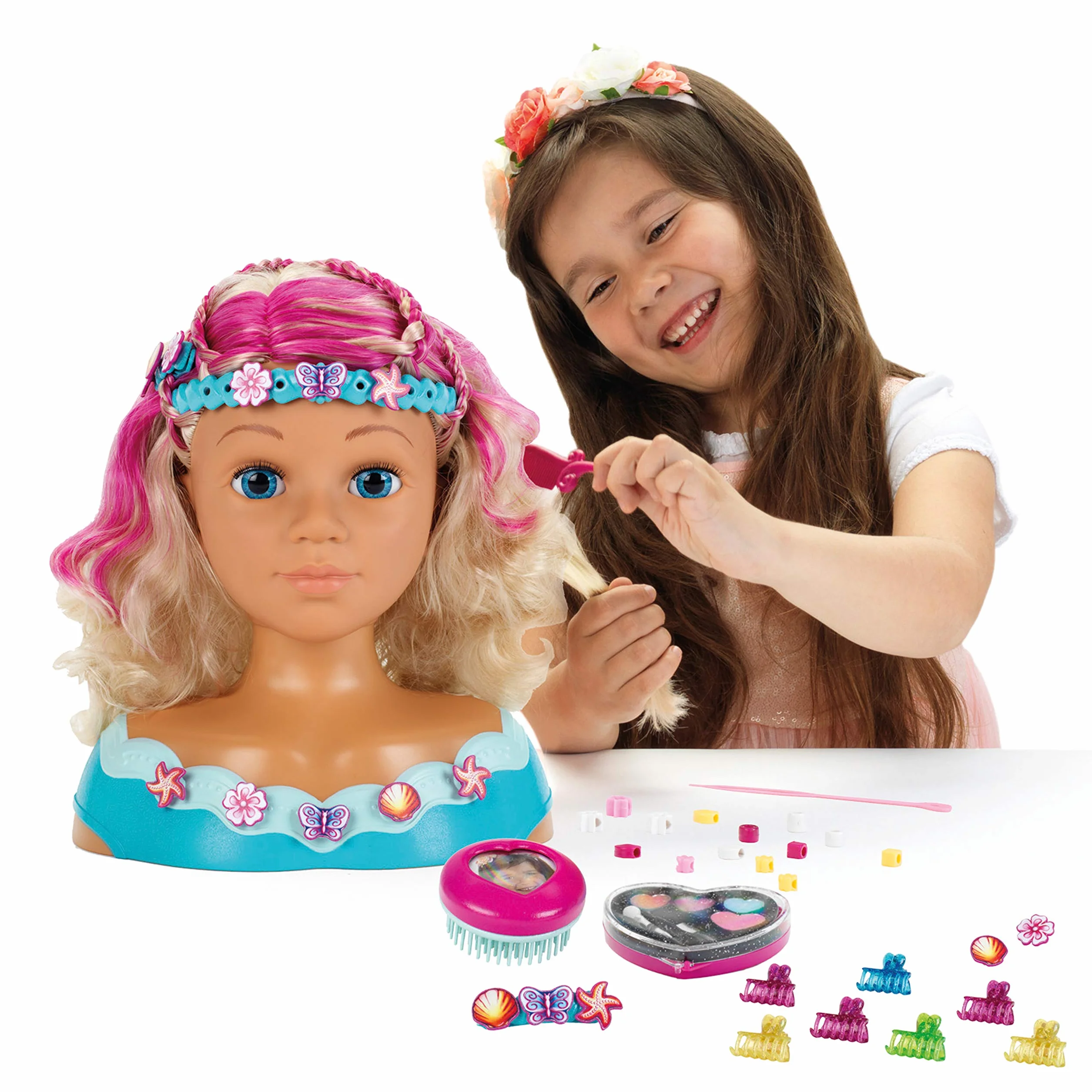 Theo Klein 5398 Princess Coralie make - up and hairdressing head 'Mariella' , With hair Accessories , cosmetics and much more , Toy for Children from 3 Years old