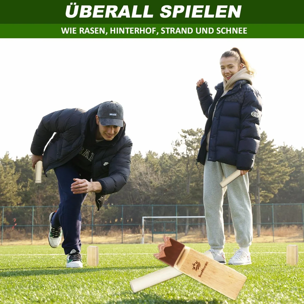 SunNordic Kubb gra rzucania Wikingów, szwedzka gra szachowa z drewna gumowego, torba i instrukcja