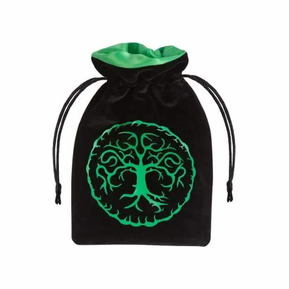 Q WORKSHOP Forest Black & Green Velour Dice Bag
