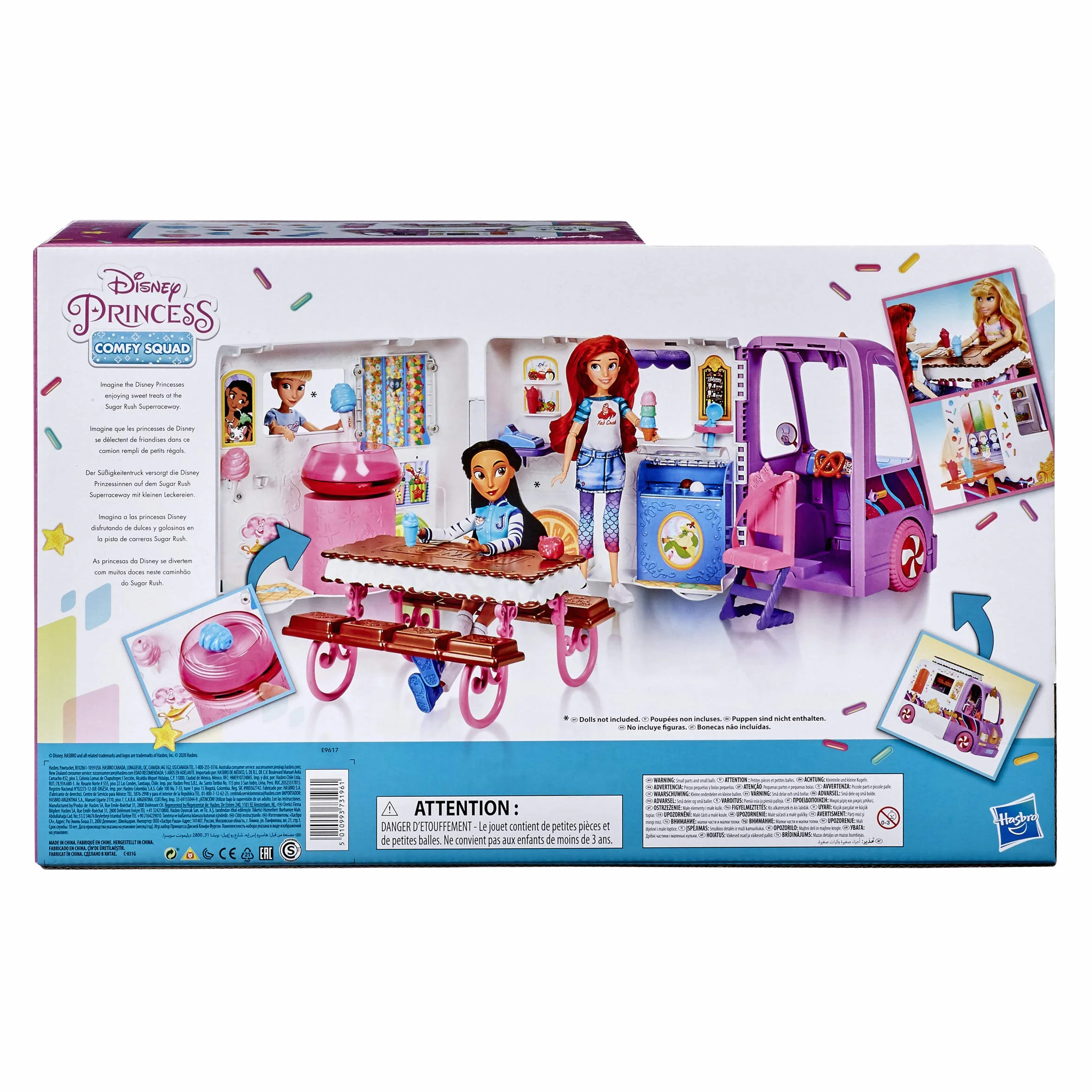 Disney Princess Comfy Squad Sweet Treats Truck, zestaw do zabawy z 16 akcesoriami, sklep z lodami, zabawka dla dziewcząt w wieku od 5 lat