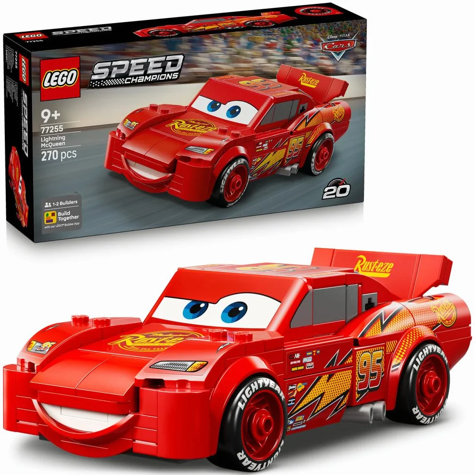 LEGO Speed Champions | Zygzak McQueen, zabawka konstrukcyjna dla chłopca i dziewczynki, samochód do składania dla 9-latka, zestaw z filmu Auta Disney Pixar, pomysł na prezent dla dzieci 77255