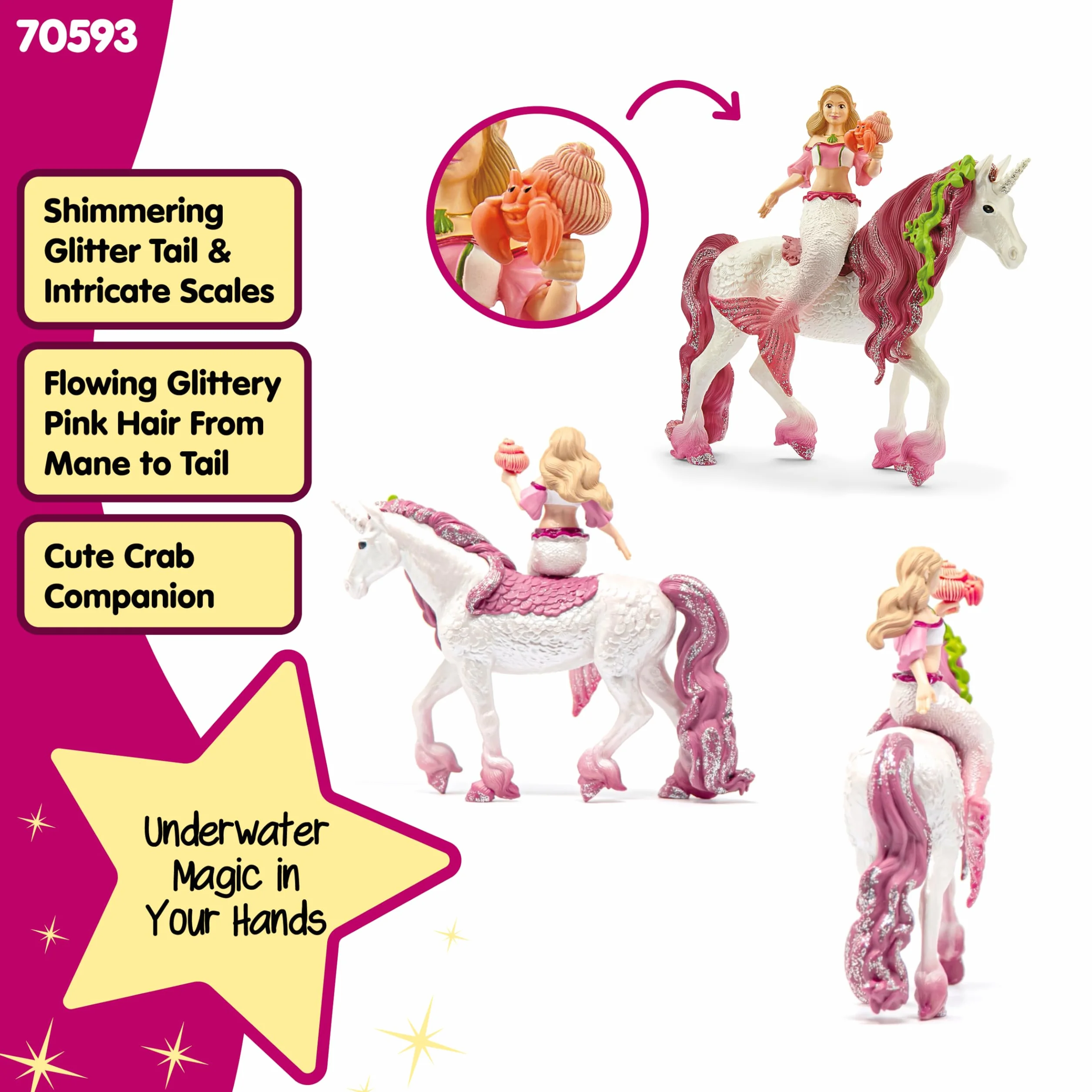 Schleich Slh70593 Syrena Feya Na Podwodnym Jednorożcu