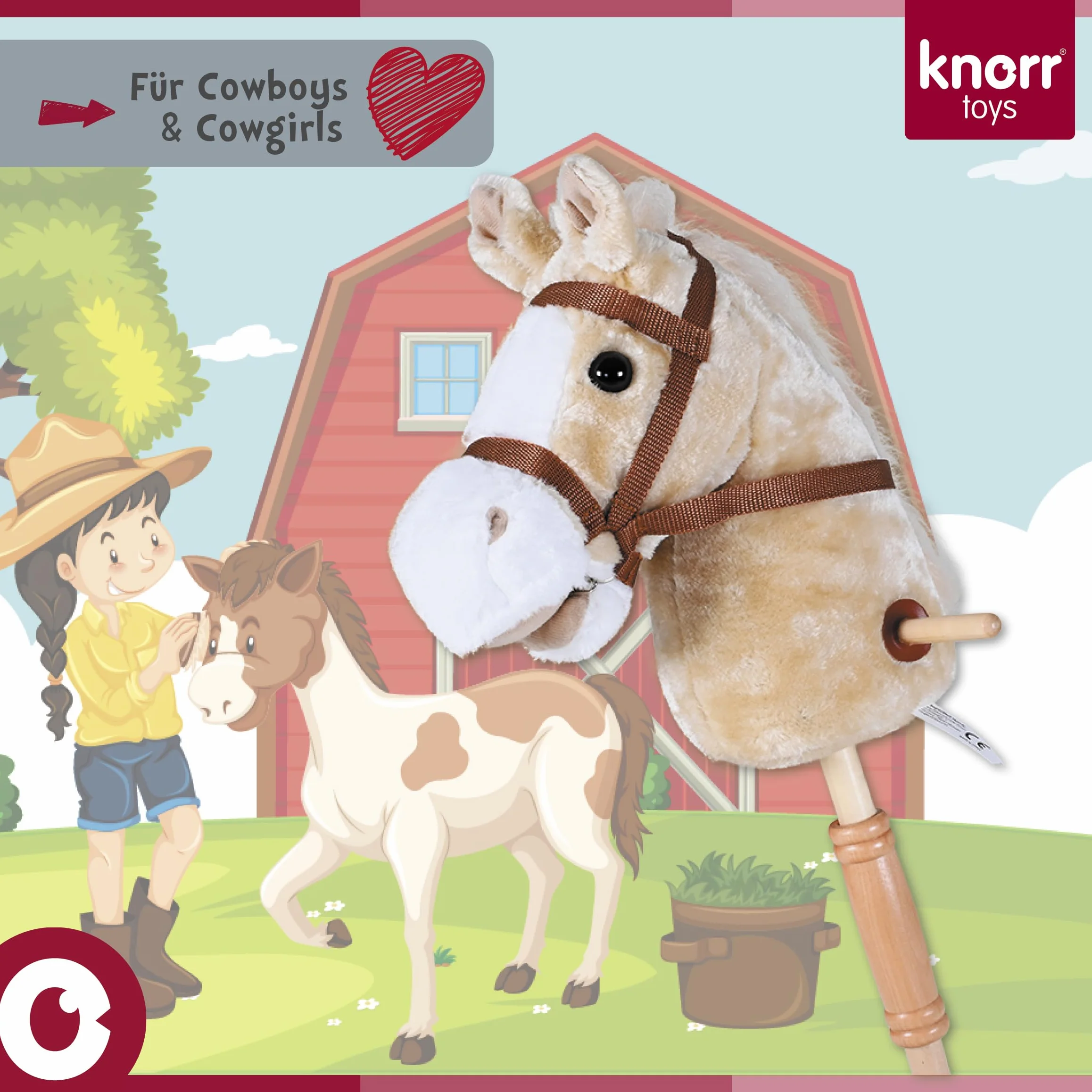 Knorrtoys 40101 - koń na kiju "Sugar", jasnobrązowy