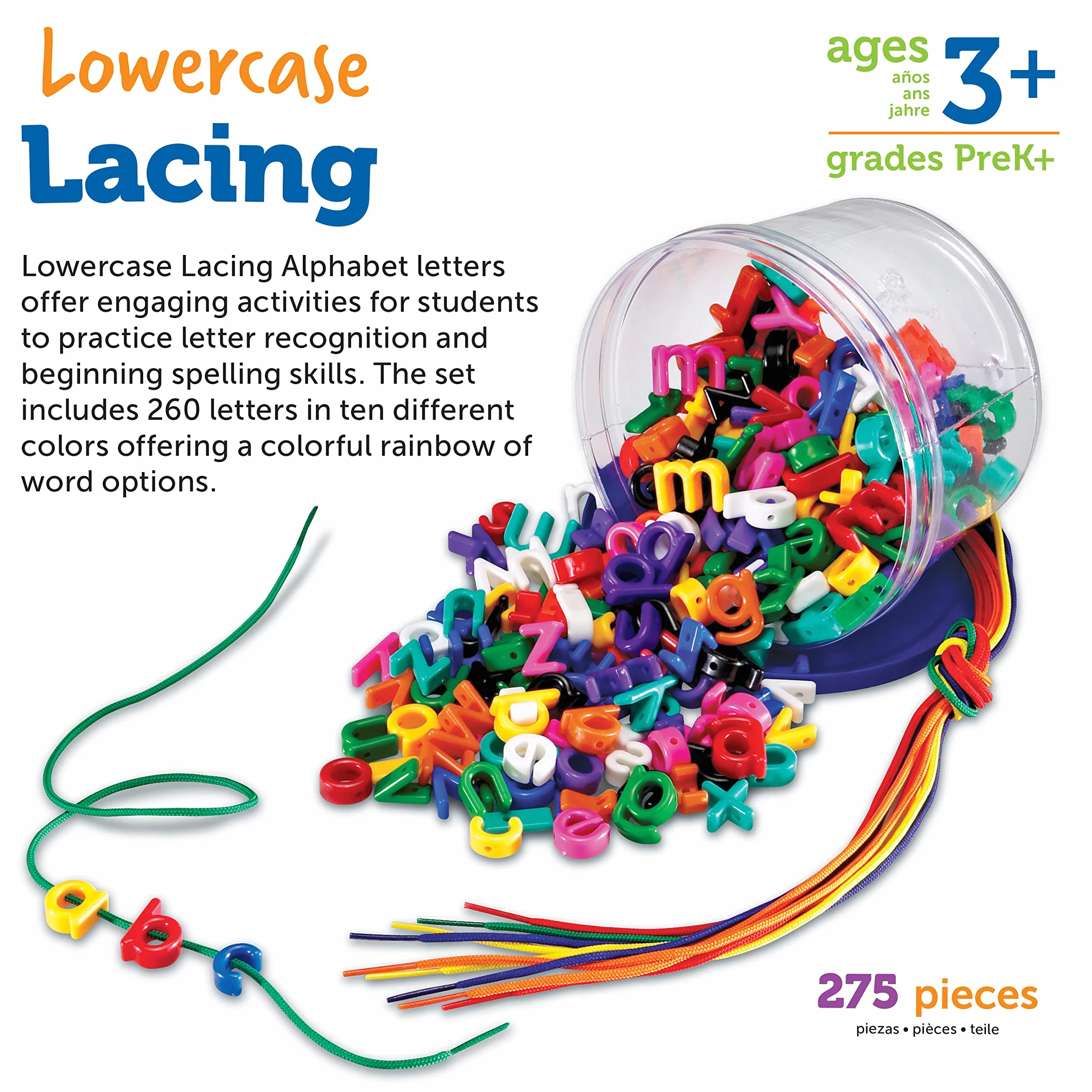 Learning Resources Male litery Sznurowanie Alfabet 275-Szt