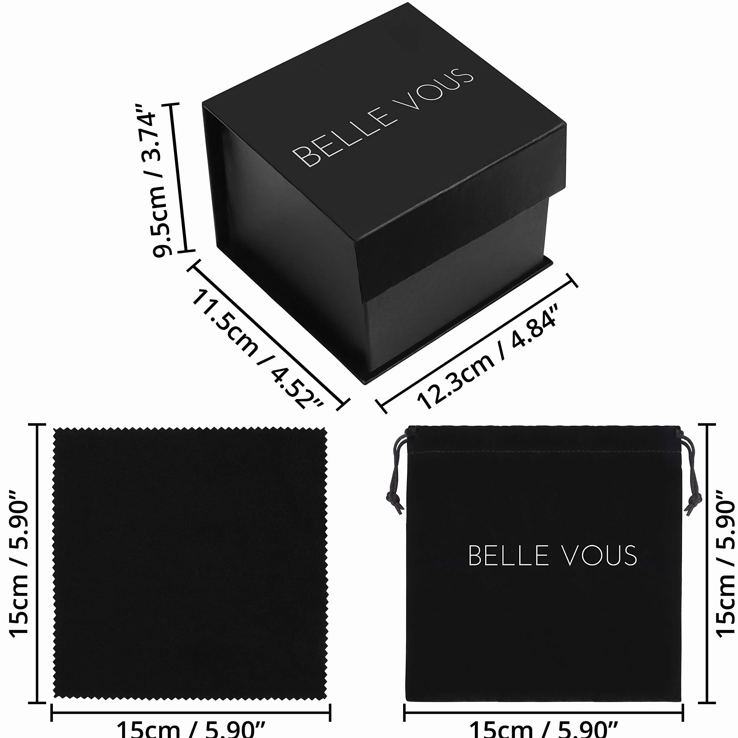 Belle Vous Pryzmat Kryształowy K9 8x8x9,7 cm Trójkątny do Fotografii z Aksamitnym Workiem Ścierką Mikrofibry Pudełkiem Prezentowym Soczewka Rozszczepiania Światła