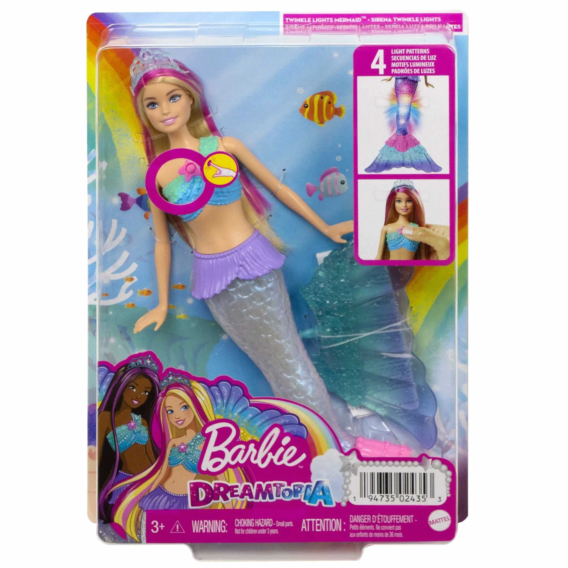 Barbie Dreamtopia Malibu Syrenka Migoczące światełka Lalka, HDJ36