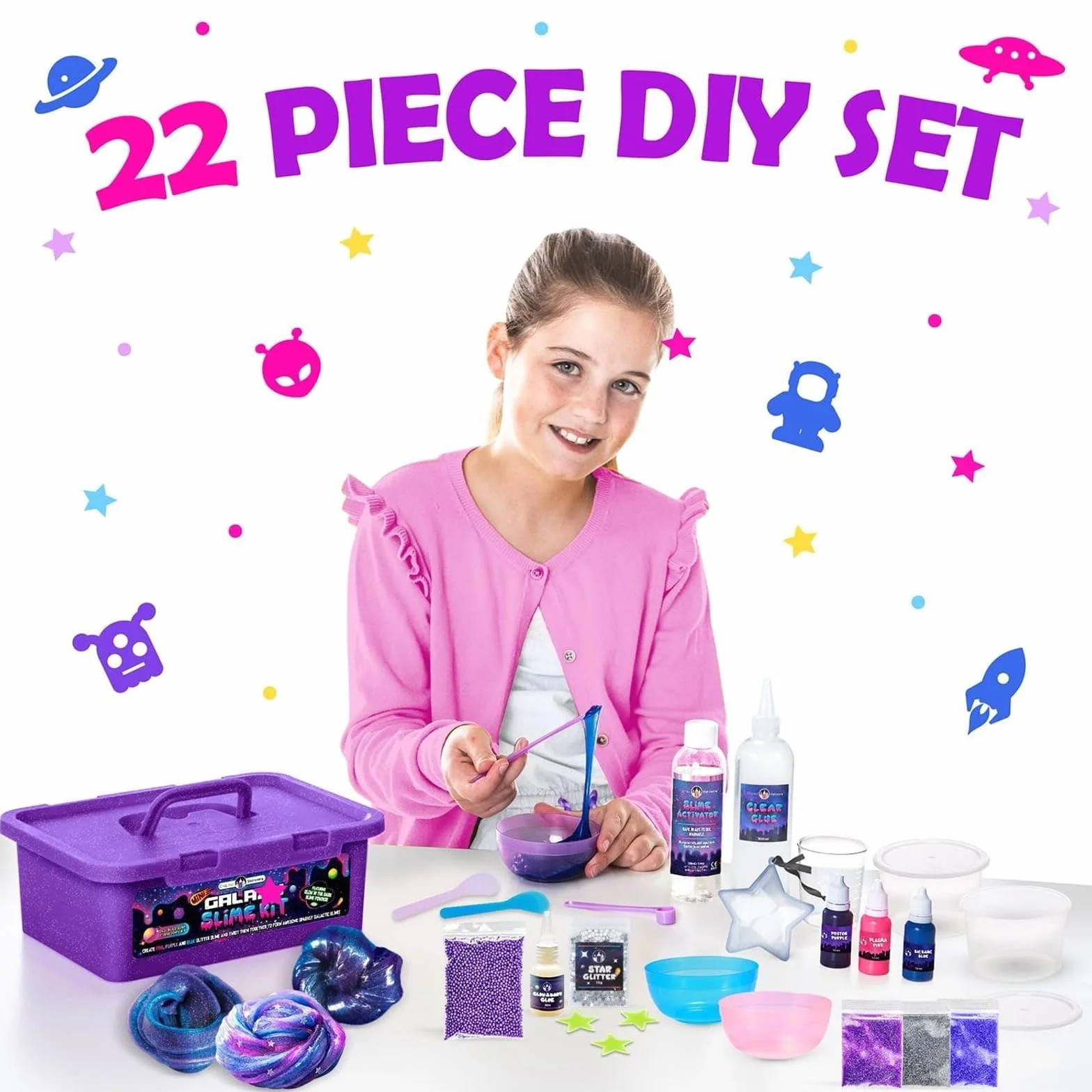 Original Stationery Zestaw Mini Galaxy Slime Glitter Kit dla Dziewczynek 10-12 lat