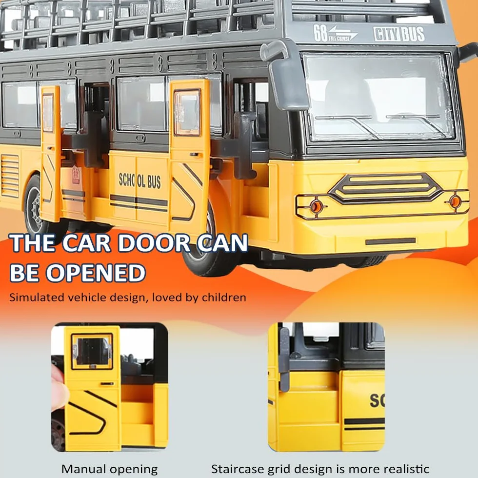 Autobus zdalnie sterowany, RC Bus 1/30 4CH zdalnie sterowany samochód z lekką muzyką, otwierane drzwi, autobus zabawka interakcji rodzic-dziecko