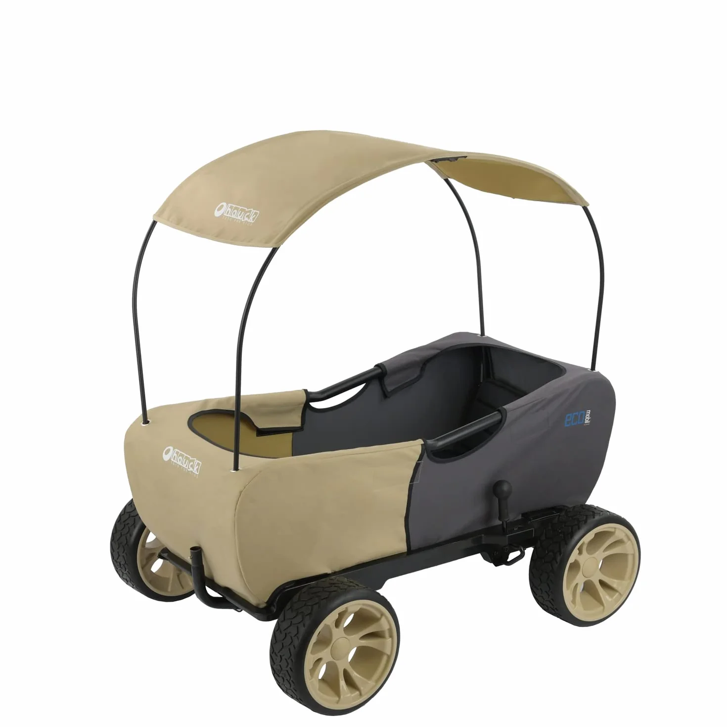 Hauck Wózek Transportowy Eco Mobil, dla Dwojga Dzieci, od 2 Lat, Ładowność do 50 kg, Stabilny, Nieprzechylny, Składany, Hamulec Postojowy, Resorowany, Zdejmowany Dyszel, Zadaszenie, Poduszka