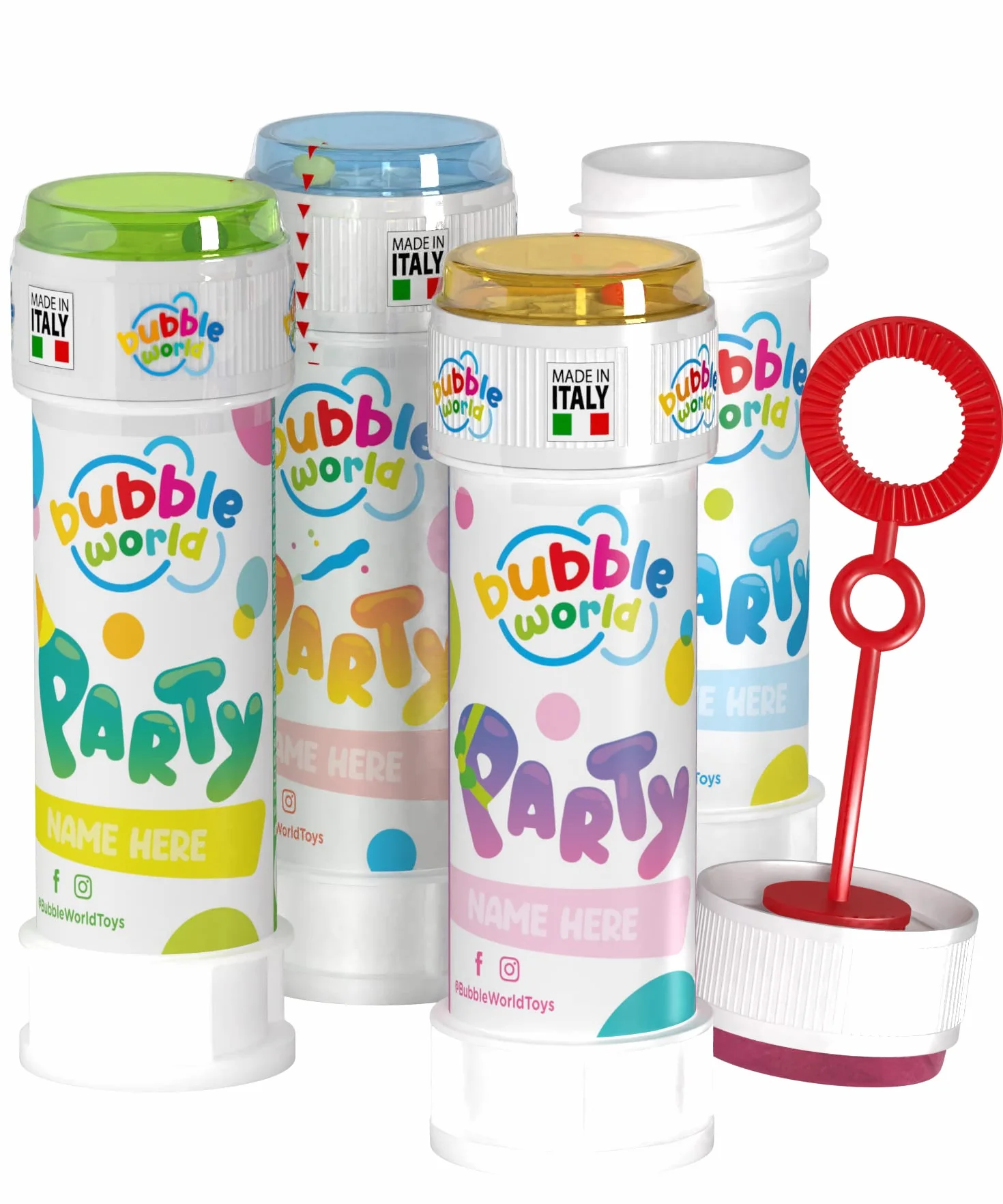 Dulcop- Party Bubbles 12 szt. Bańki mydlane wyprodukowane we Włoszech, wielokolorowe, 414 0720000