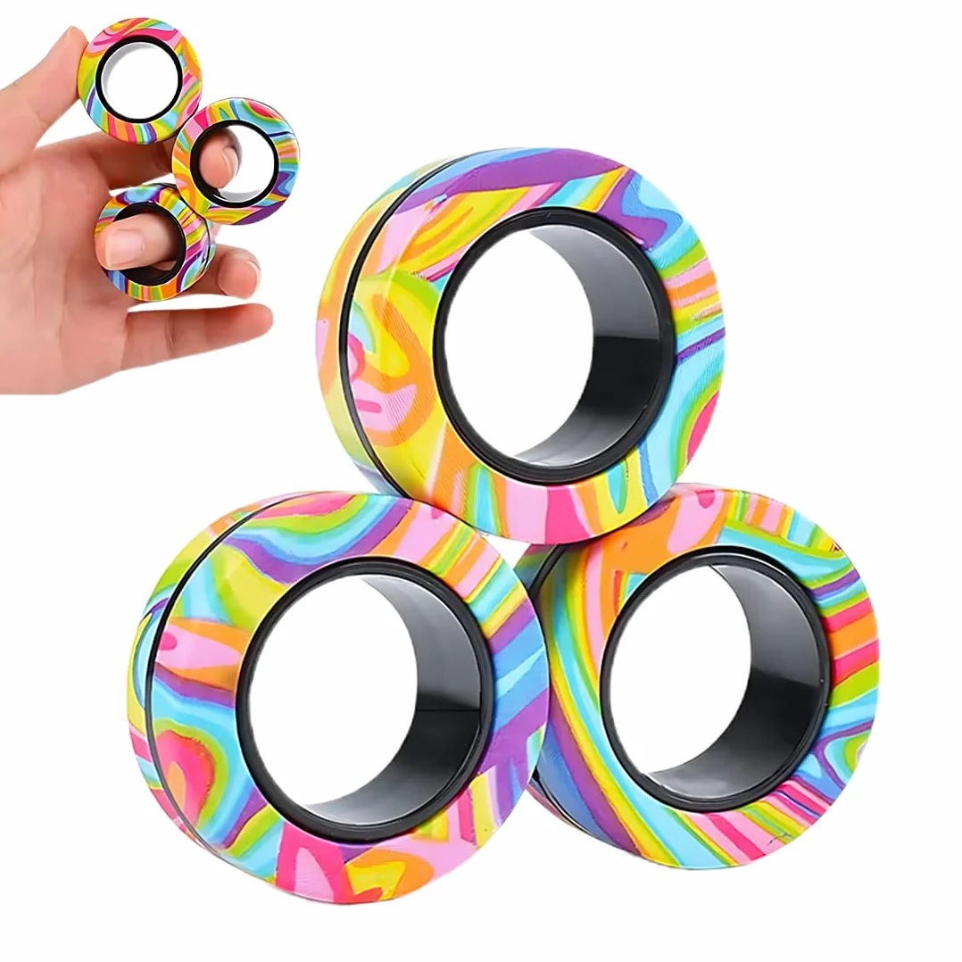 Zabawki antystresowe, magnetyczne pierścienie, zestaw zabawek Fidget Toys, świetny prezent dla dorosłych, nastolatków i dzieci