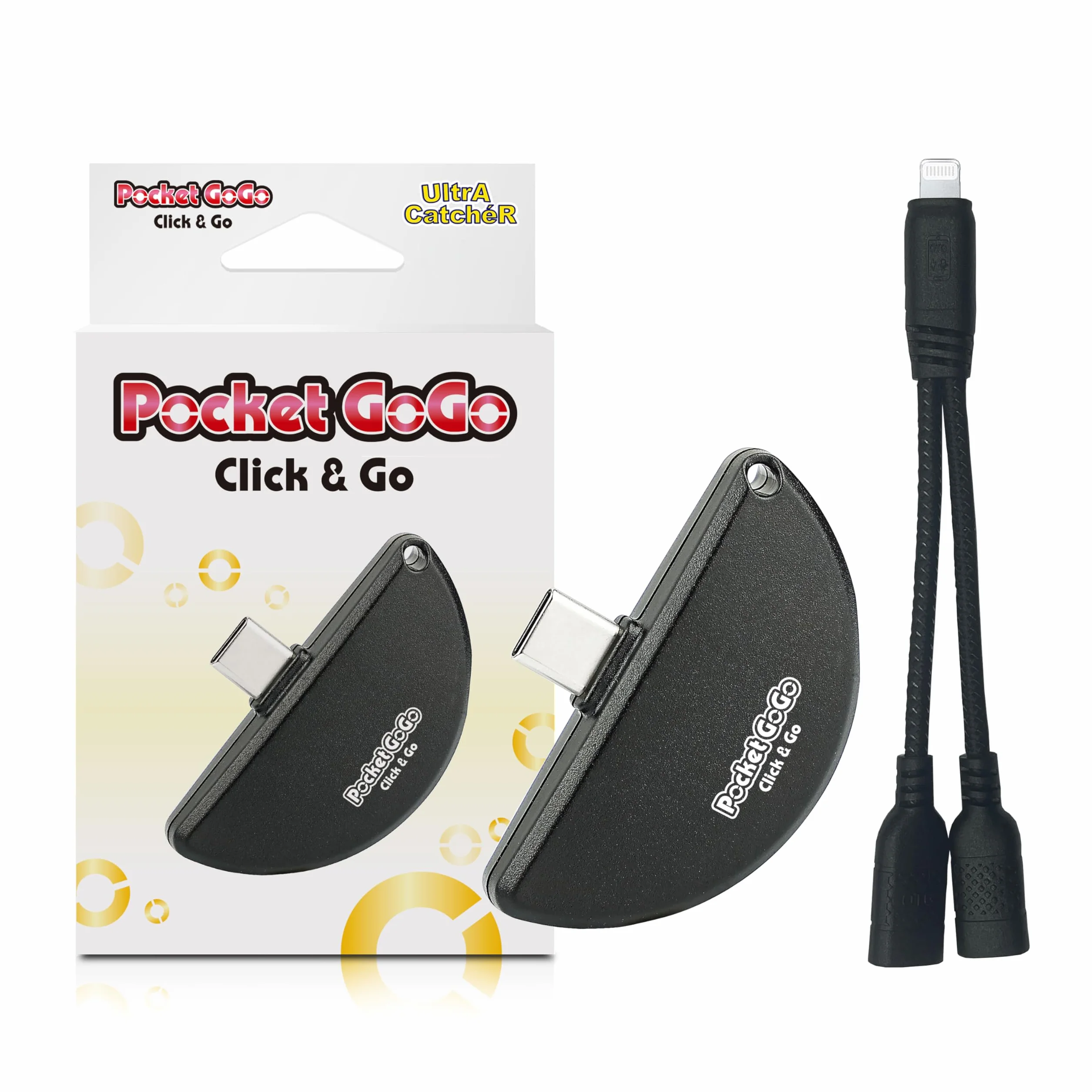 Pocket GoGo – Ultimate Auto-Catcher | czarny/czerwony | USB-C Plug and Play, bez ładowania, łapie kieszonkowego potwora i spinów (czarny)