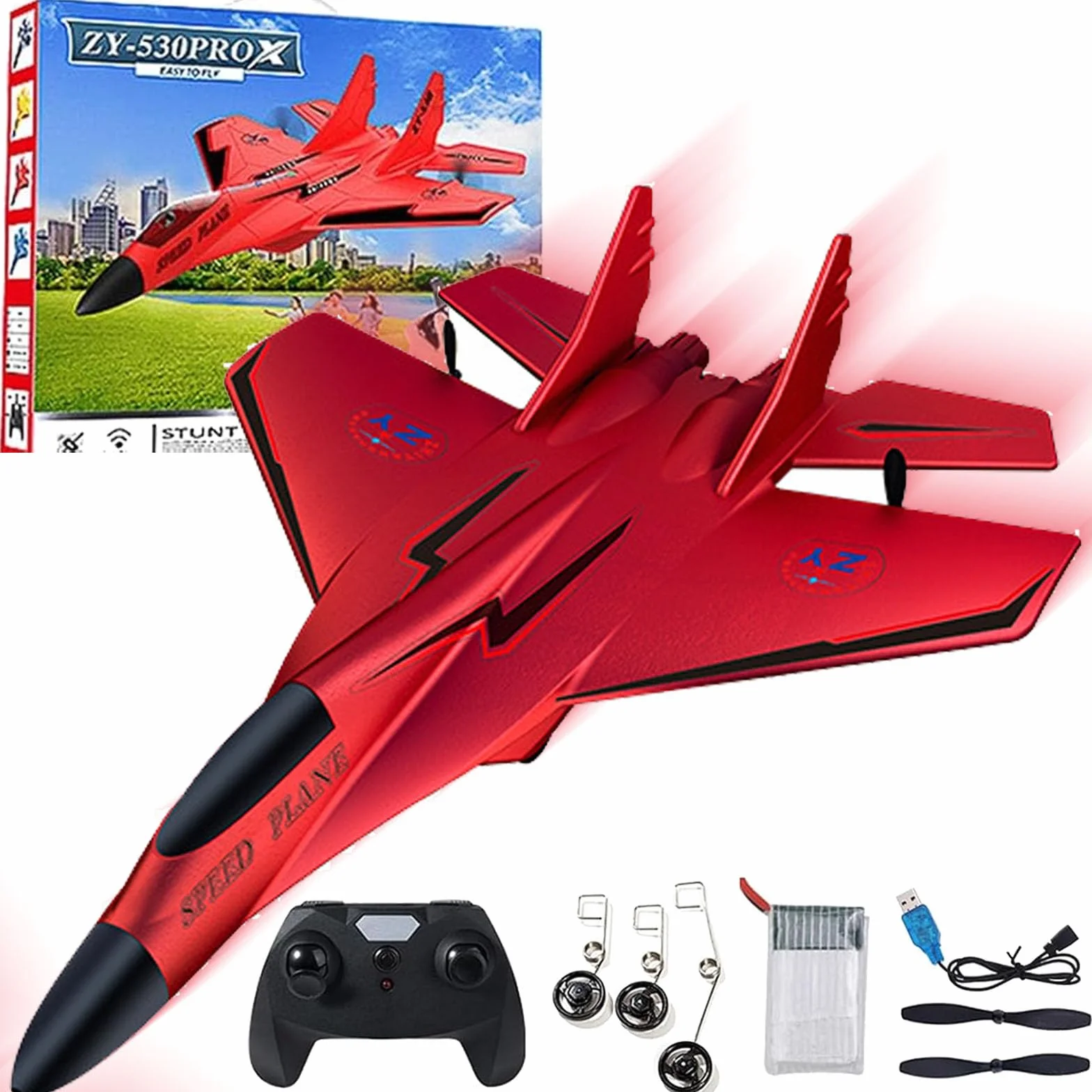 Zy 530 Pro RC Samolot, 2,4 GHz RC pilot zdalnego sterowania modelem samolotu myśliwskiego, RC helikopter z światłami, elektryczne światło 360° Flip pilot zdalnego sterowania samolotem, dla