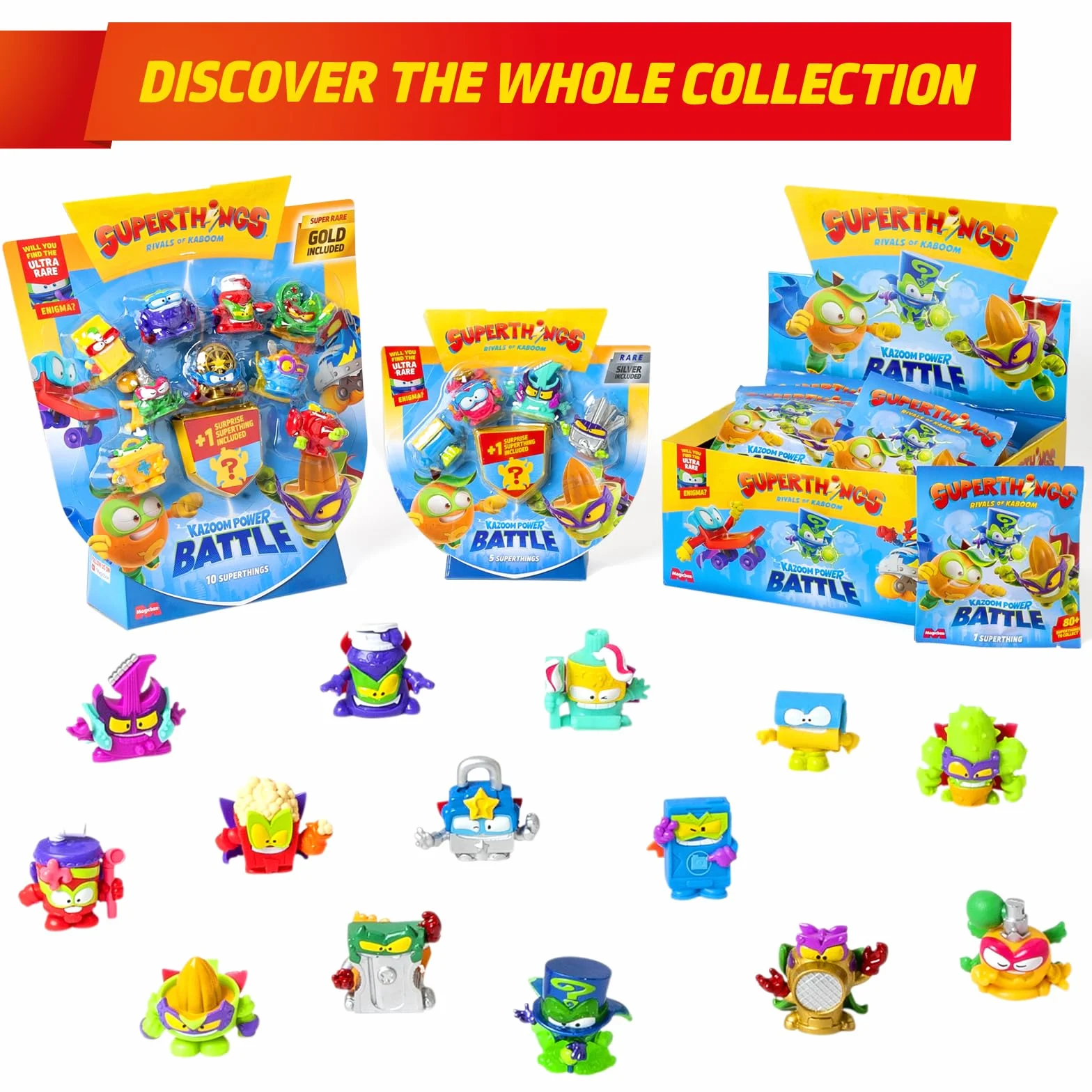 SUPERTHINGS KAZOOM POWER Battle – 10 Pack. Zawartość: 10 Superthingsów (1 niespodzianka i 1 kapitan w złotym kolorze). Zestaw 1 /2