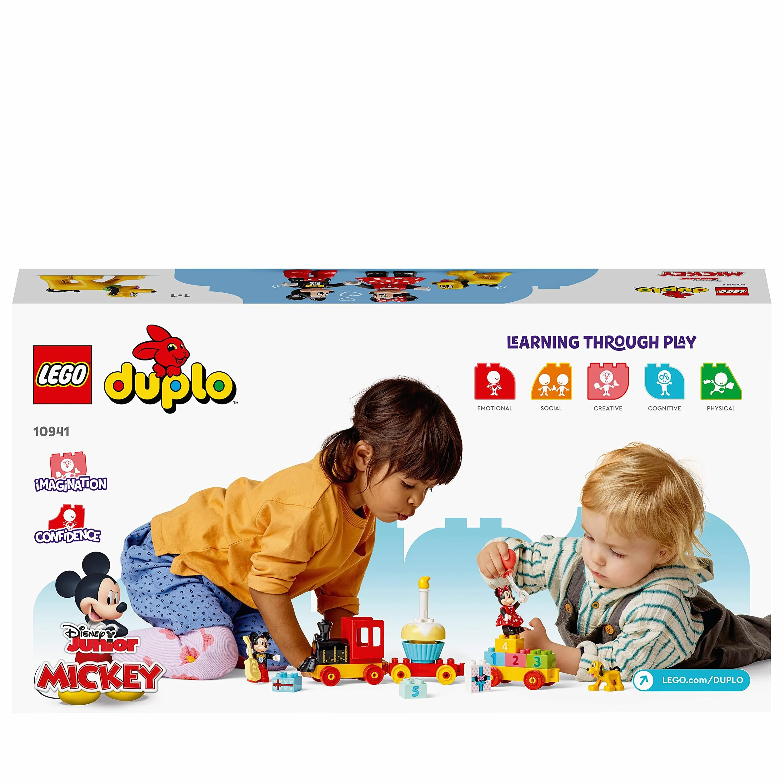LEGO DUPLO ǀ Disney 10941 Urodzinowy pociąg myszek Miki i Minnie — edukacyjna zabawka z cyferkami dla dzieci (22 elementy)